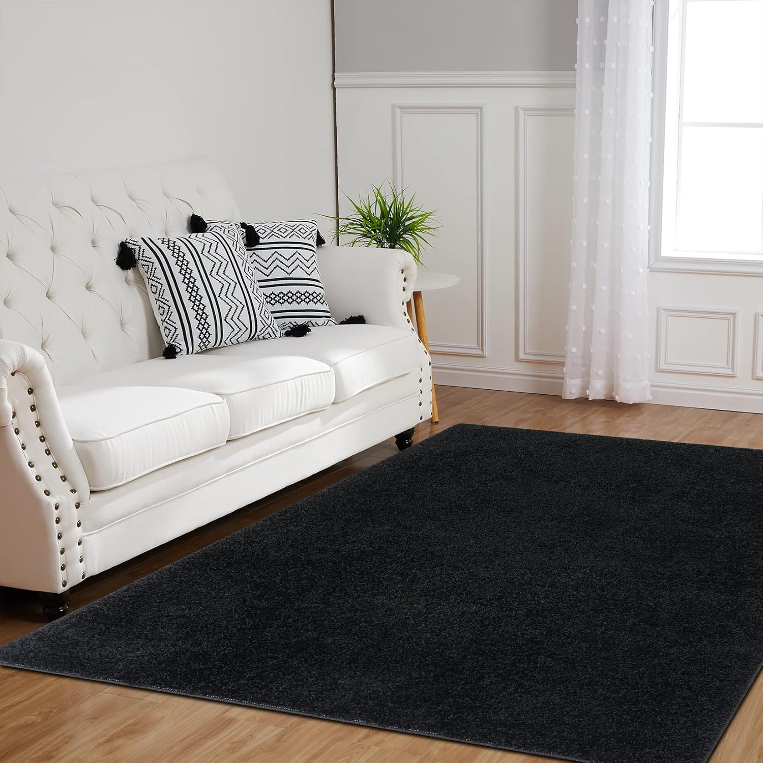 Shag – Alfombra grande para sala de estar, 10 x 13 pies, alfombra de área moderna para interiores, contemporánea, peluda, que no se desprende,