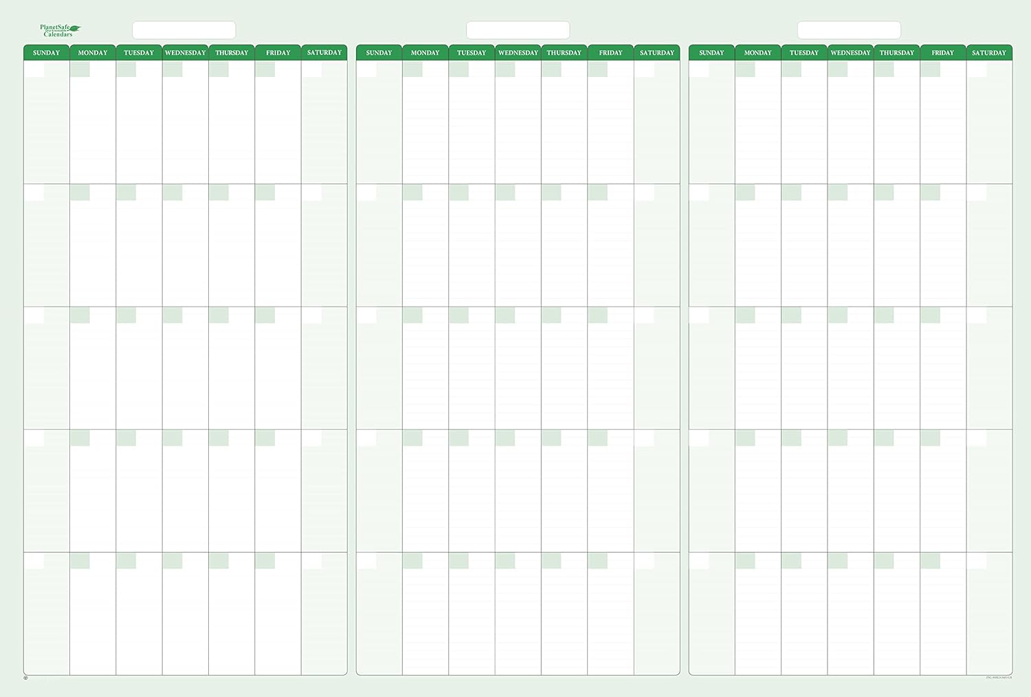 Calendario de pared horizontal borrable trimestral de 90 días  3 meses, 24 x 36 pulgadas, húmedo y en seco