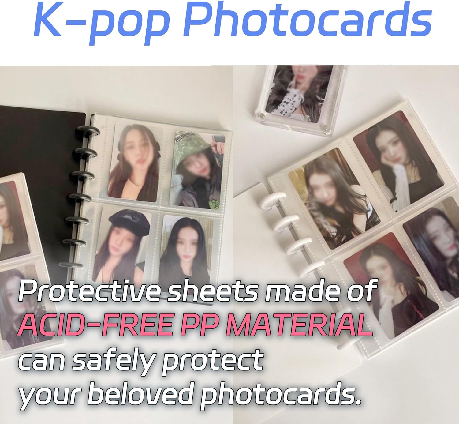 Paquete de 2 carpetas K-Pop para tarjetas fotográficas, 40 páginas internas, libro de tarjetas de fotos de 3 pulgadas, 2 páginas interiores de 20, 2