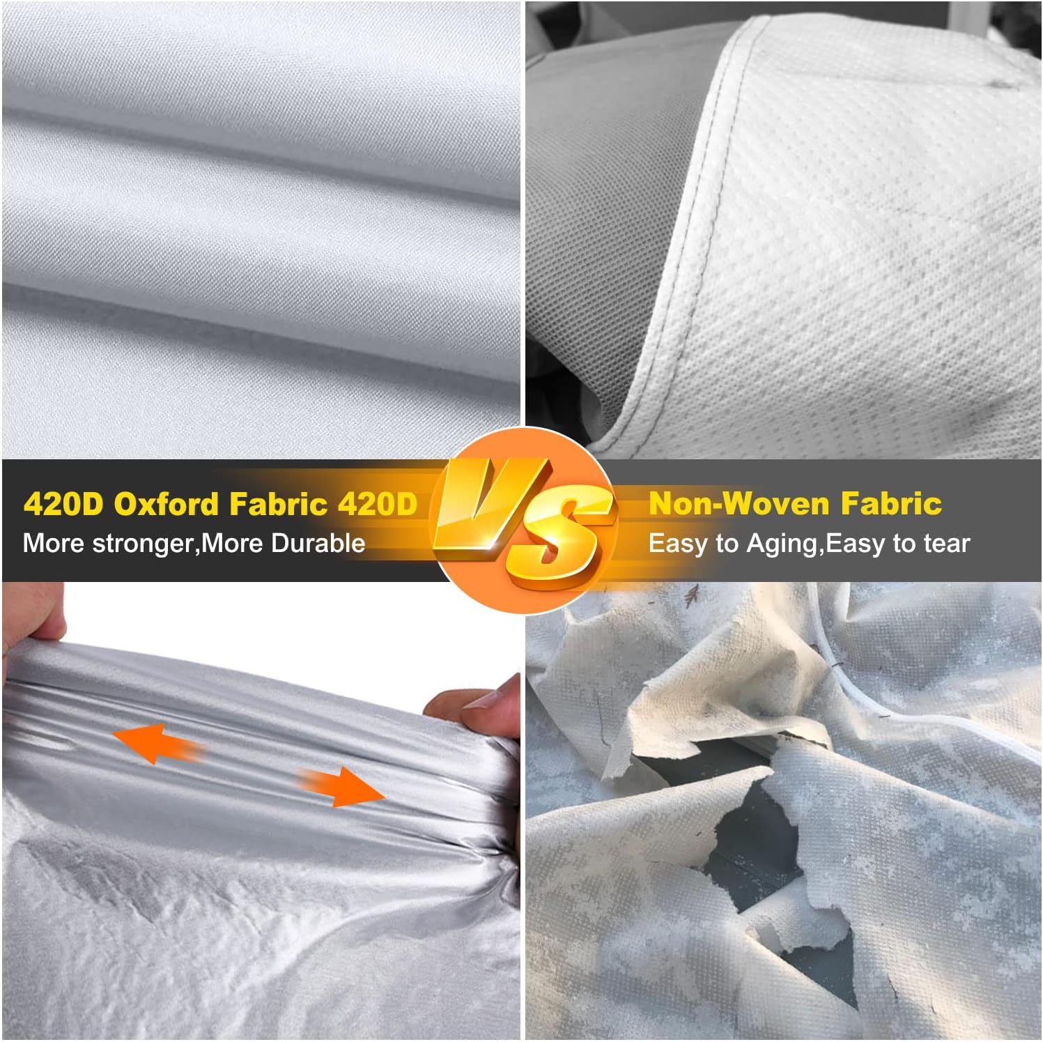 Funda plegable plegable para caravana de 8 a 10 pies, protección mejorada de alta resistencia, impermeable, con 3 correas inferiores, protección