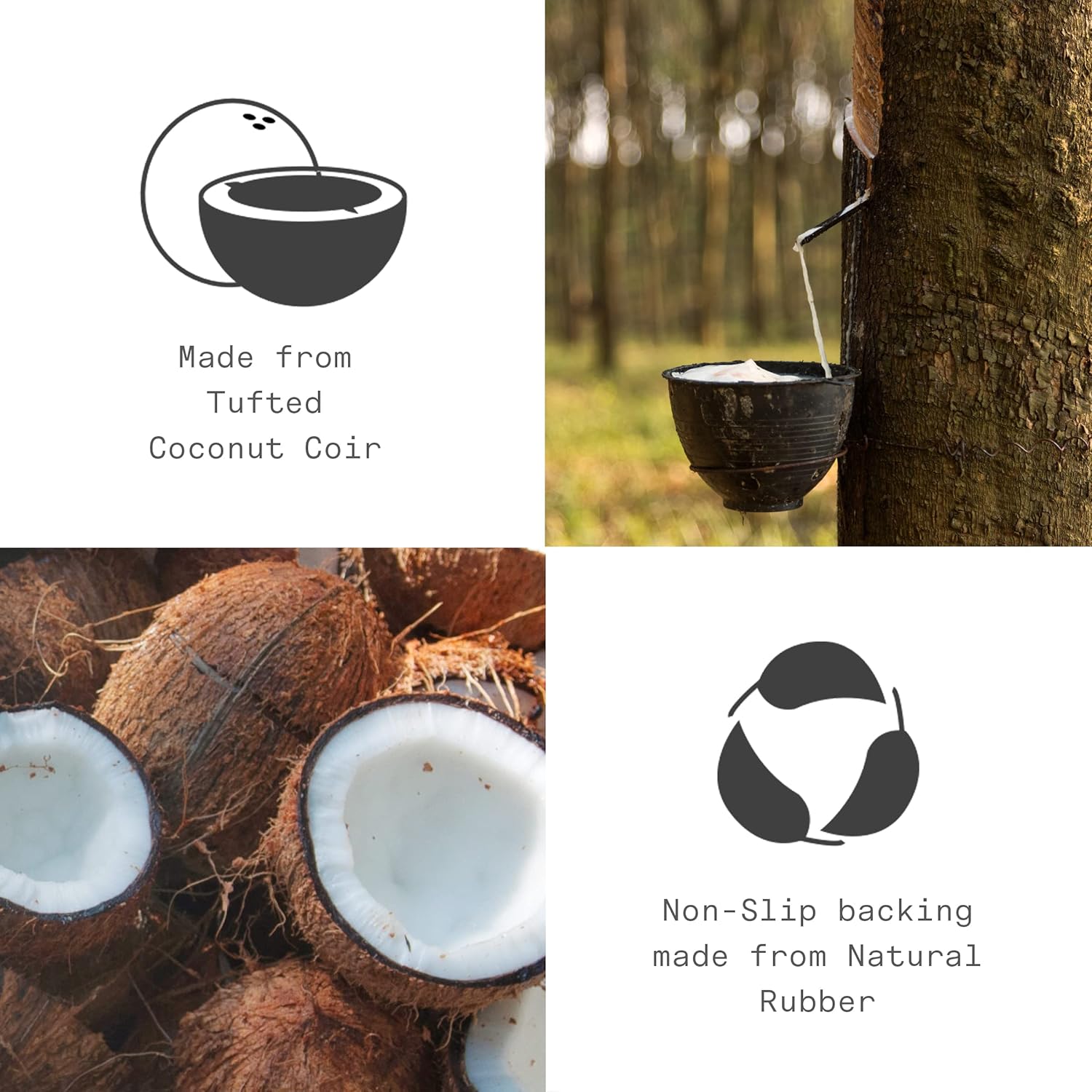 Fab Habitat Tapete moderno antideslizante, duradero, fino, fibra de coco natural y goma, entrada, puerta delantera, porche, patio, cinturón negro,