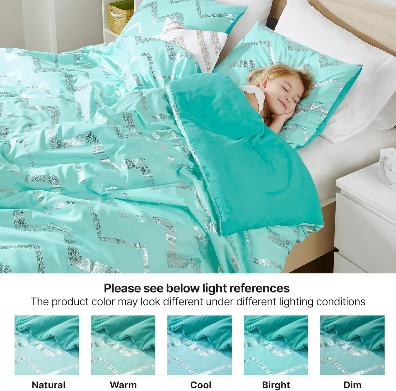 Codi Juego de ropa de cama turquesa para adolescentes, tamaño individual, juego de edredón azul para adolescentes, 3 piezas, cálido para todas las