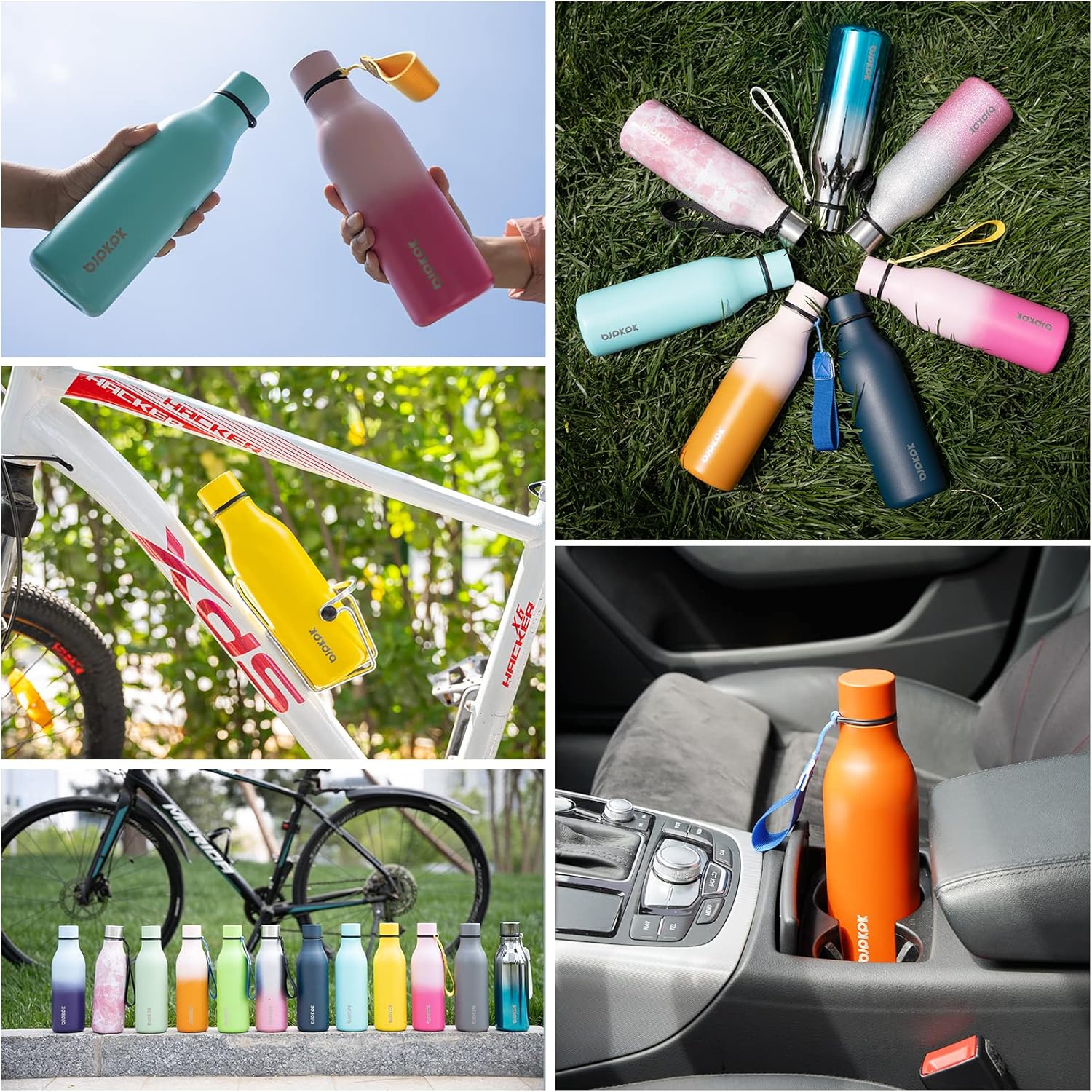BJPKPK Botellas de agua aisladas, botella de agua de metal de acero inoxidable de 18 onzas con correa, termo a prueba de fugas, tazas, frascos,