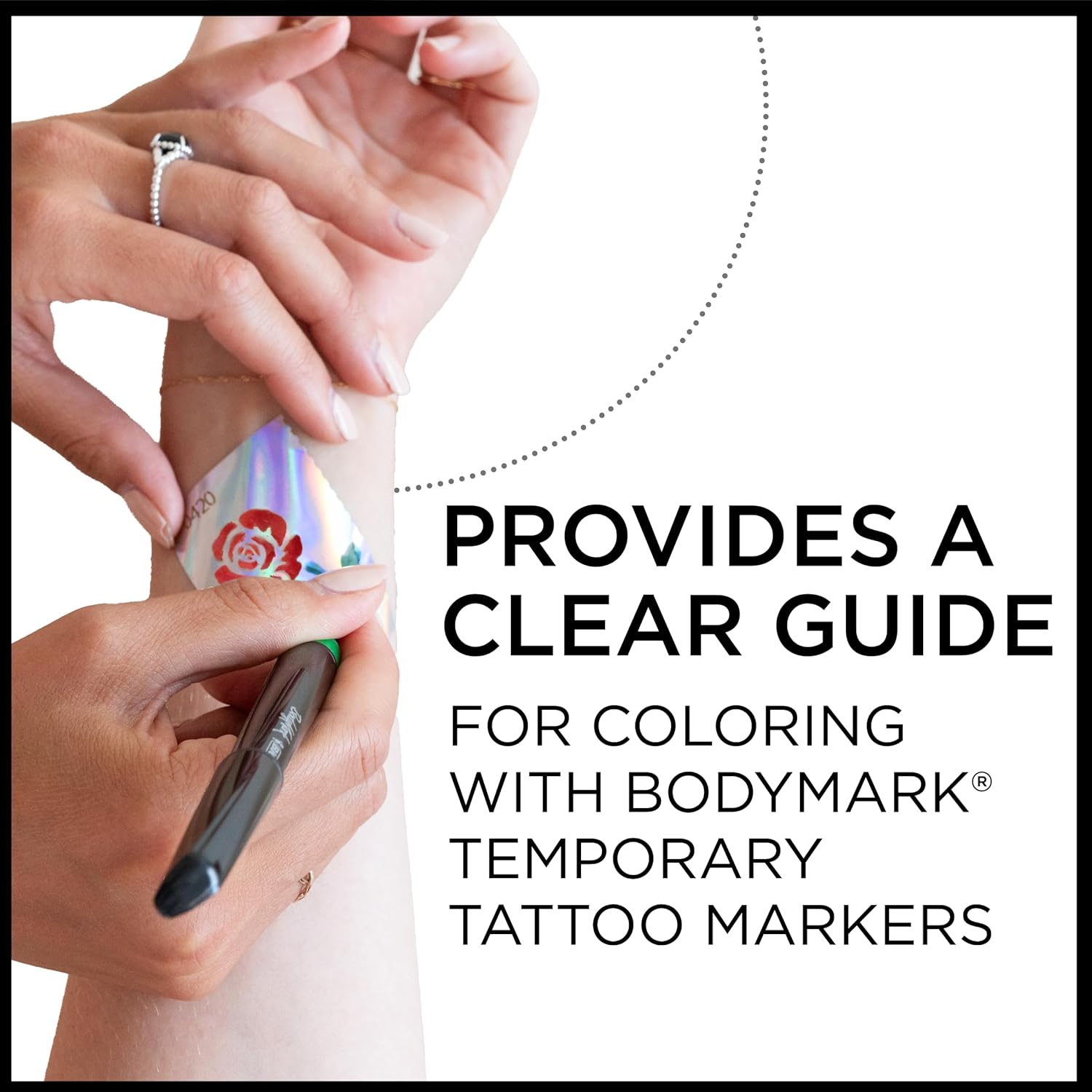 BodyMark Set de regalo marcadores temporales de tatuaje para piel, puntas finas y flexibles de pincel, paquete de 5 unidades contiene cuatro