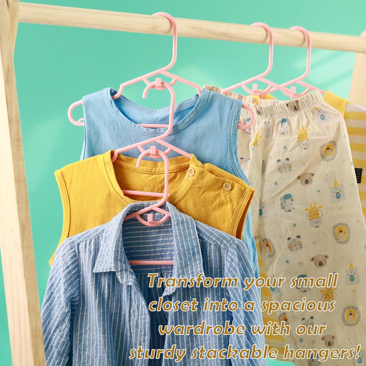 Paquete de 80 perchas de plástico para bebé, perchas para ropa infantil con clips para guardería, perchas que ahorran espacio para organizador de