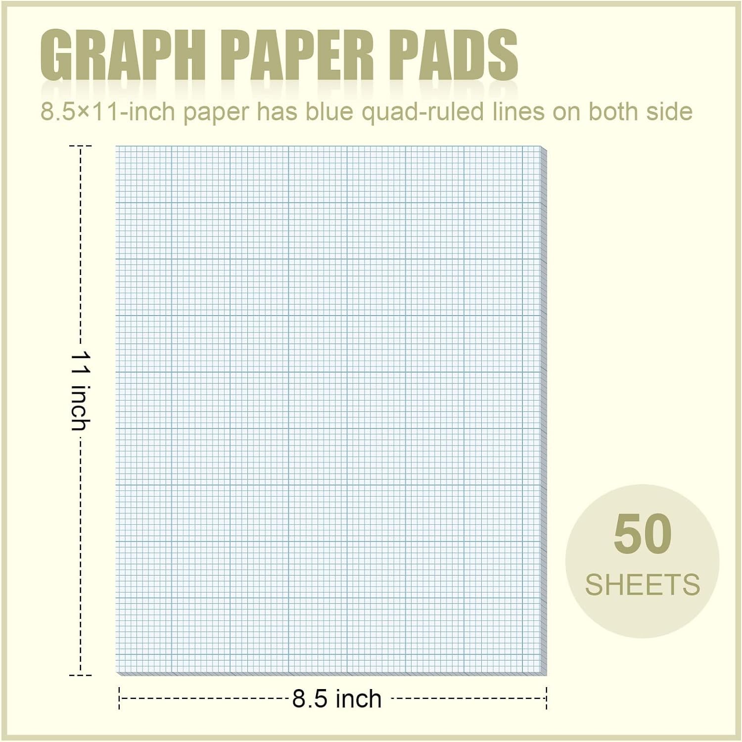 Ctosree 6 blocs cuadrilares de 8.5 x 11 pulgadas, 10 cuadrados por bloc de papel cuadriculado, bloc de sección transversal para dibujo de
