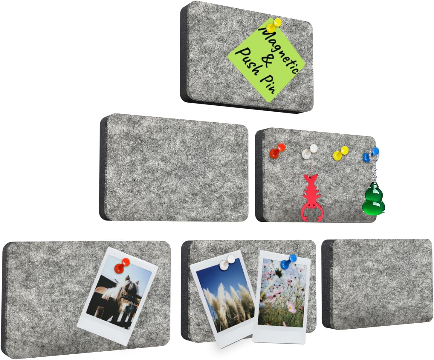 Tablones de anuncios para paredes, tableros de corcho con 50 alfileres, 6 x 3.9 x 0.5 pulgadas con 6 unidades para dormitoriosoficinashogarescuela,