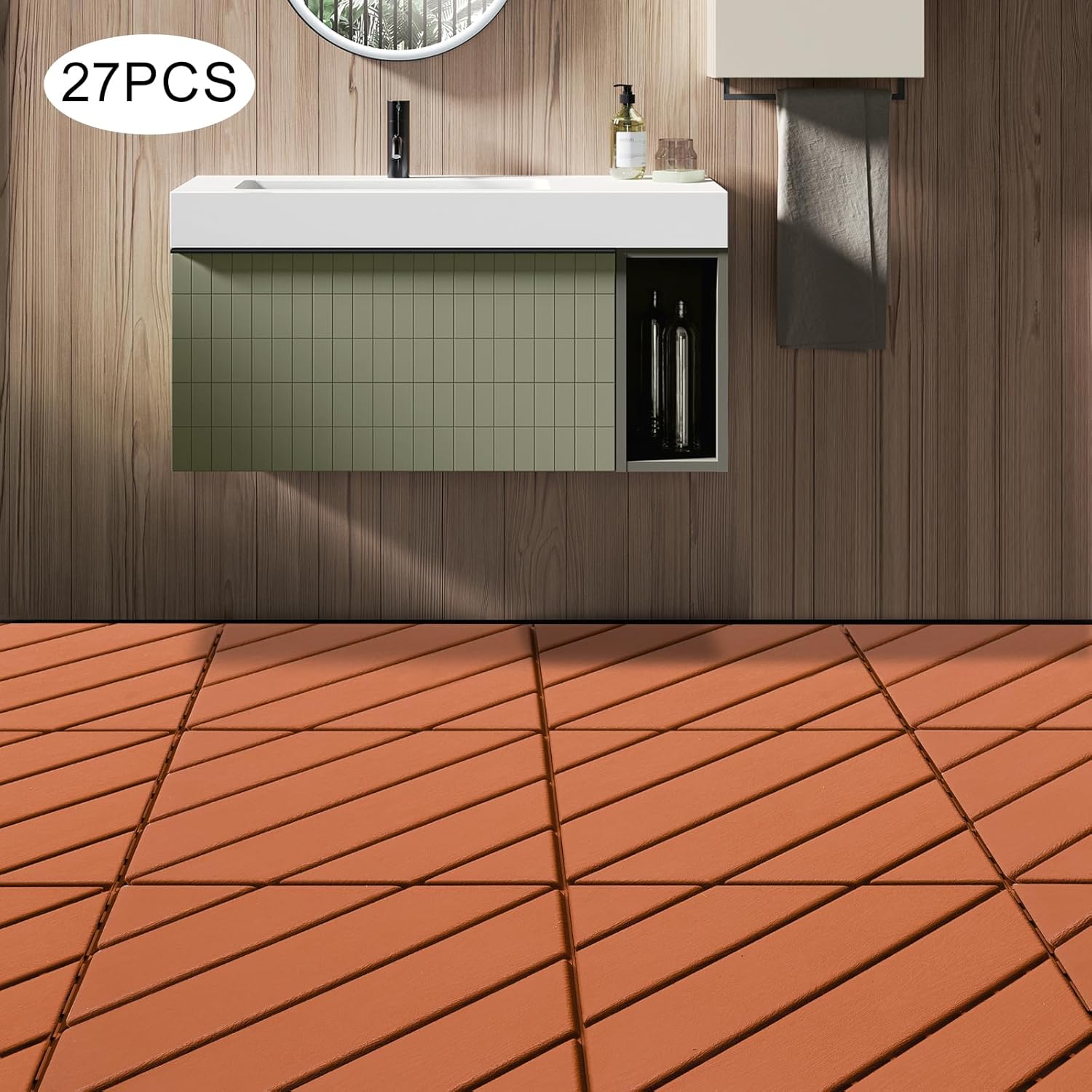 27 piezas de suelos de patio al aire libre, baldosas de plástico entrelazadas de 12 x 12 pulgadas, azulejos entrelazados para terraza al aire libre,