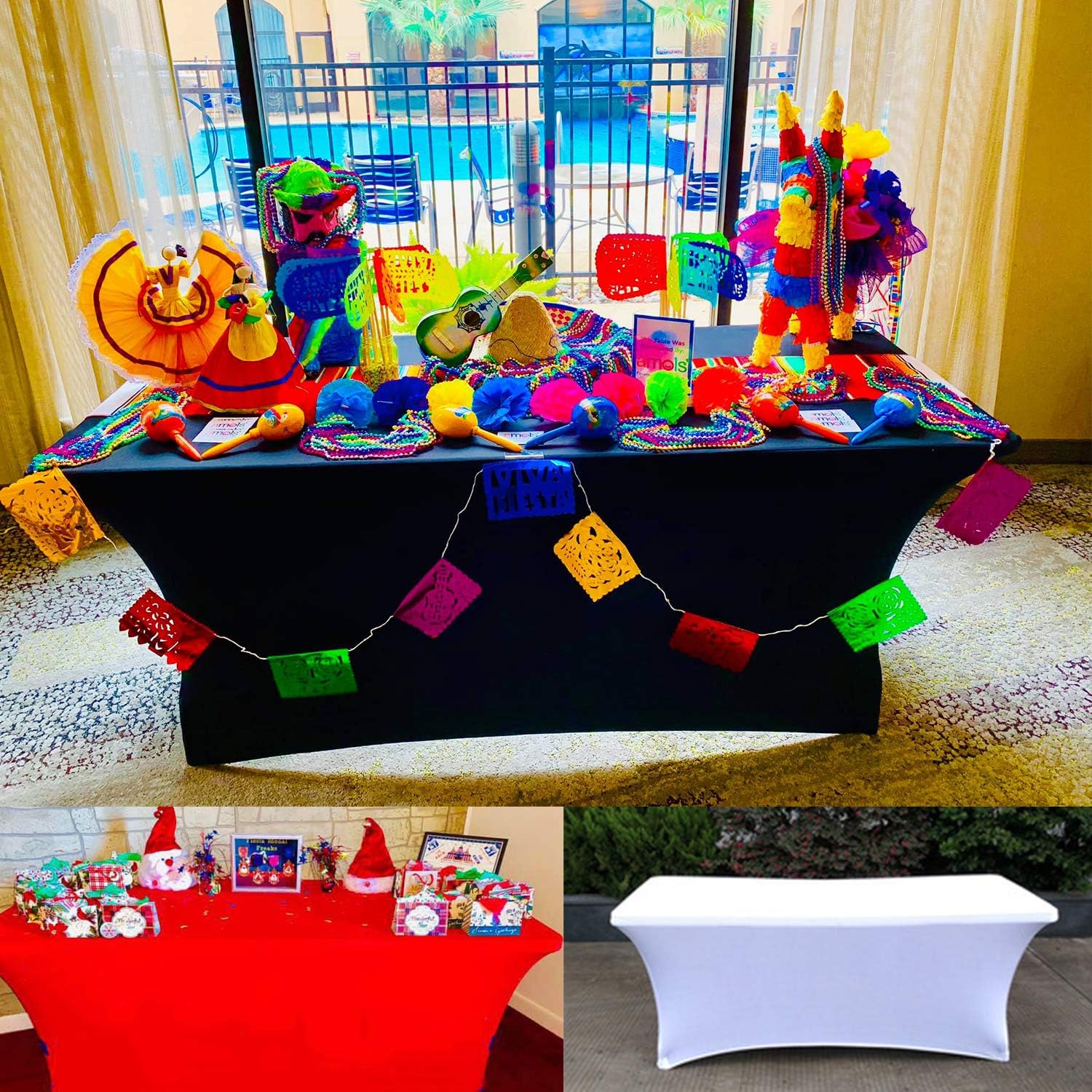 Mantel FELIZEST de elastano para mesas de 1,8 metros  1,2 metros, mantel rectangular elástico para mesa plegable
