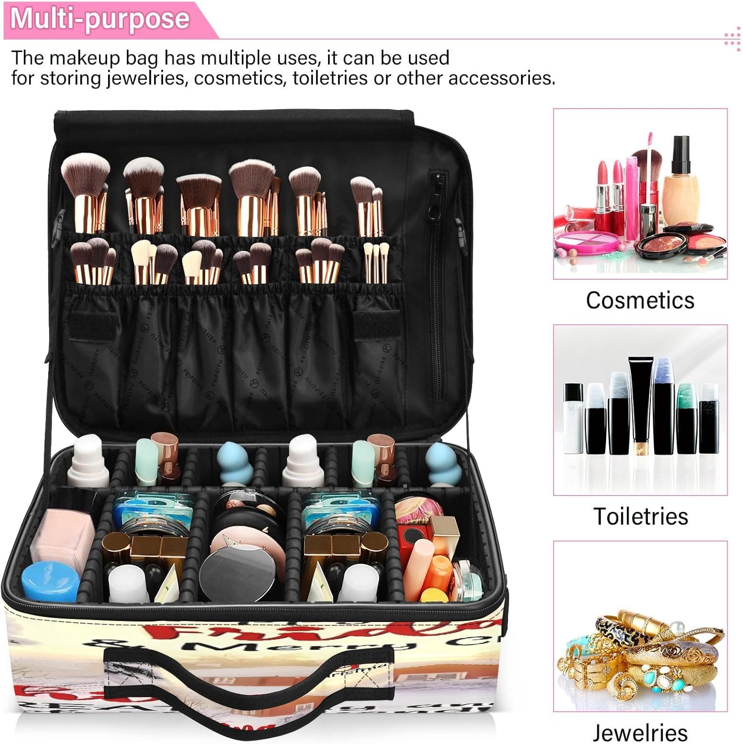 Bolsas de cosméticos de nieve blanca para mujer, bolsa de belleza de viaje de viaje, bolsa de maquillaje grande con cremallera, neceser de viaje