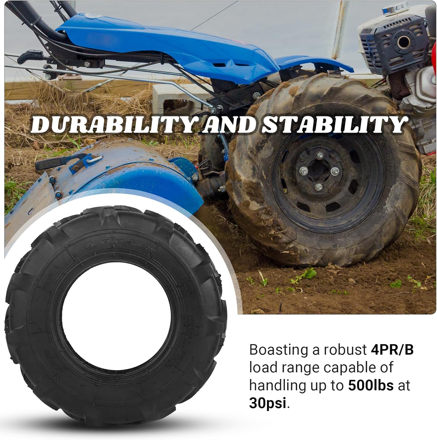 Paquete de 2 neumáticos de 4.00-8 pulgadas, sin cámara, 4PR para cortacésped, repuesto para cortacésped de césped 4.80-8 4.00-8, tractor de césped,