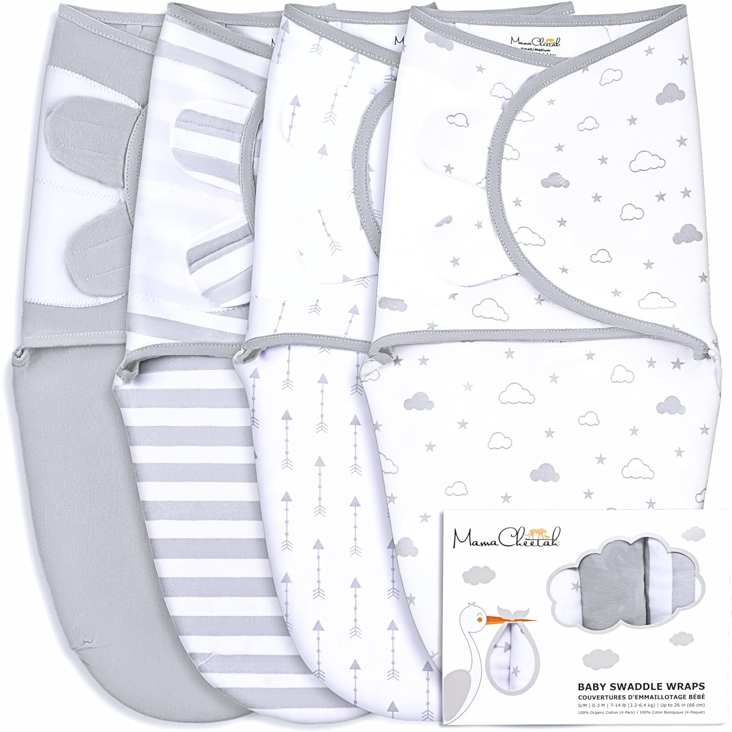 Mama Cheetah Saco de dormir prematuro, saco de dormir de algodón orgánico, manta para envolver al bebé prematuro, pañales fáciles para bebés