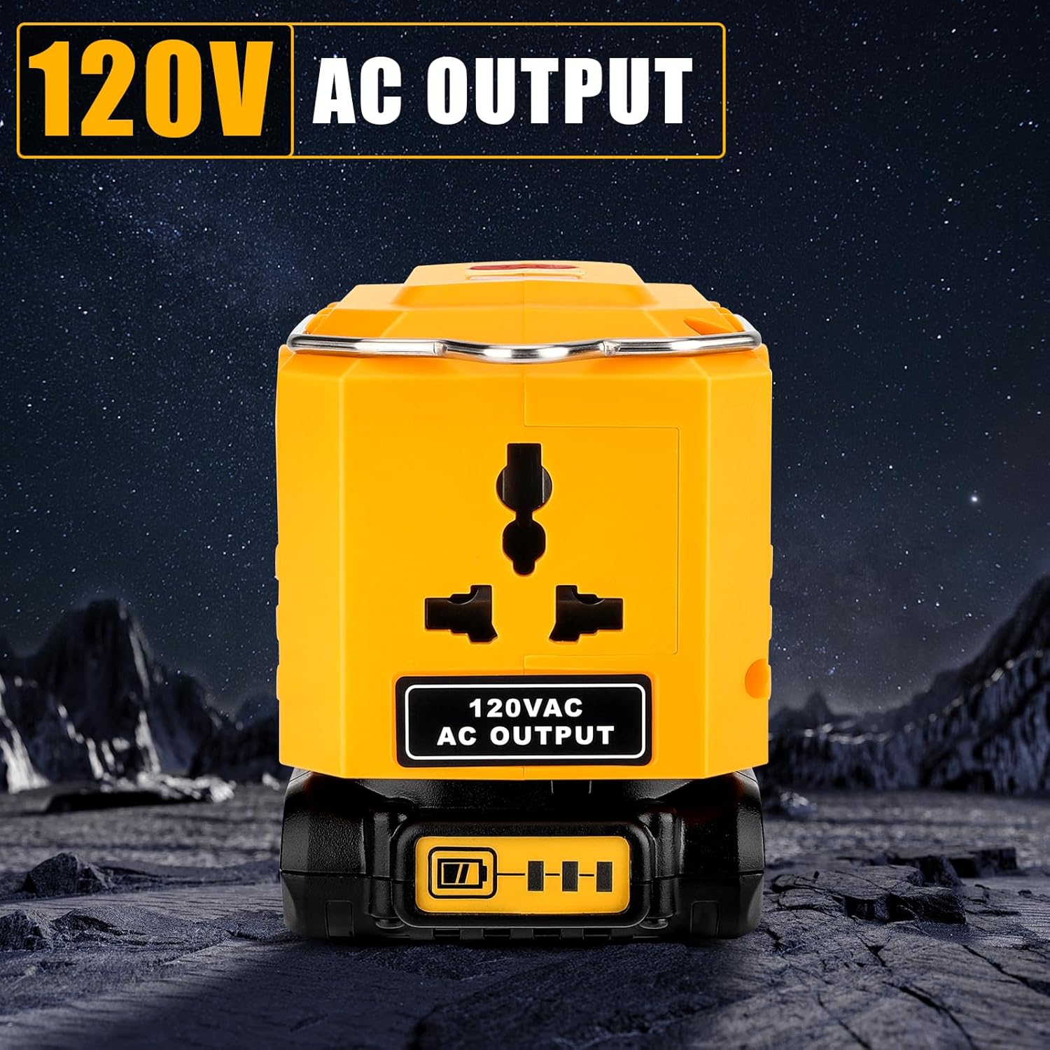 Hipoke Adaptador de corriente para batería Dewalt 20V MAX de iones de litio, inversor de 20 V a 120 V con puerto USB, puerto tipo C y luz LED de 280