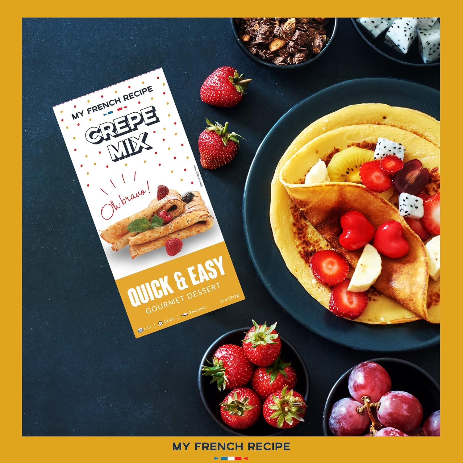 My French Recipe Mezcla de crepes – Mezclas de horneado rápidas y fáciles – Para hacer mezcla de crepes estilo francés – Comida francesa tradicional