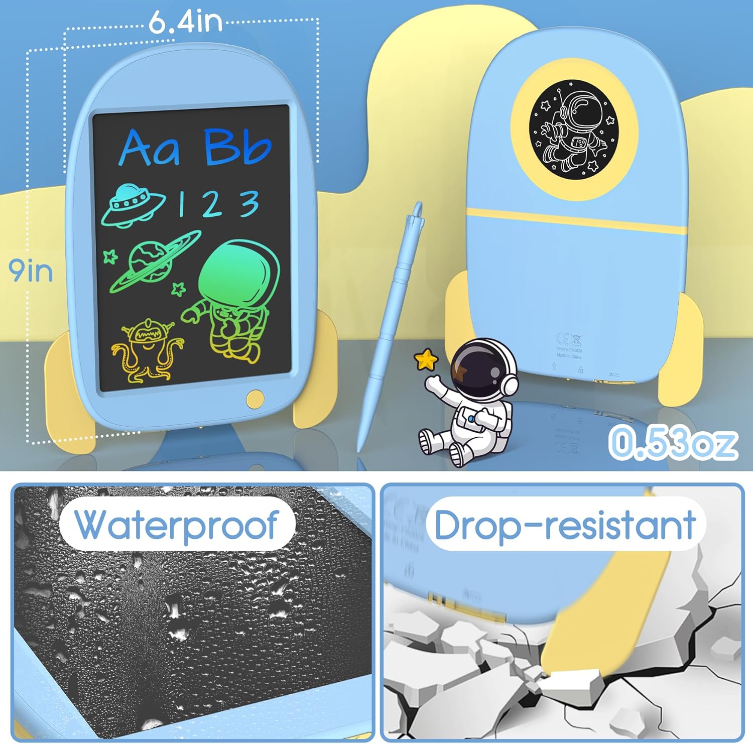 Hockvill Tableta de escritura LCD para niños, juguete de aprendizaje, almohadilla de dibujo de cohetes para niños de 3, 4, 5, 6, 7, 8 años, tablero