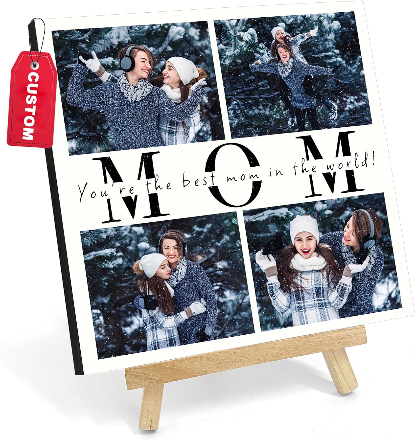 Custom Style Marcos de fotos personalizados con caballete, regalos de fotos personalizados para bebés, amigos, familia, mascotas, marco de forma