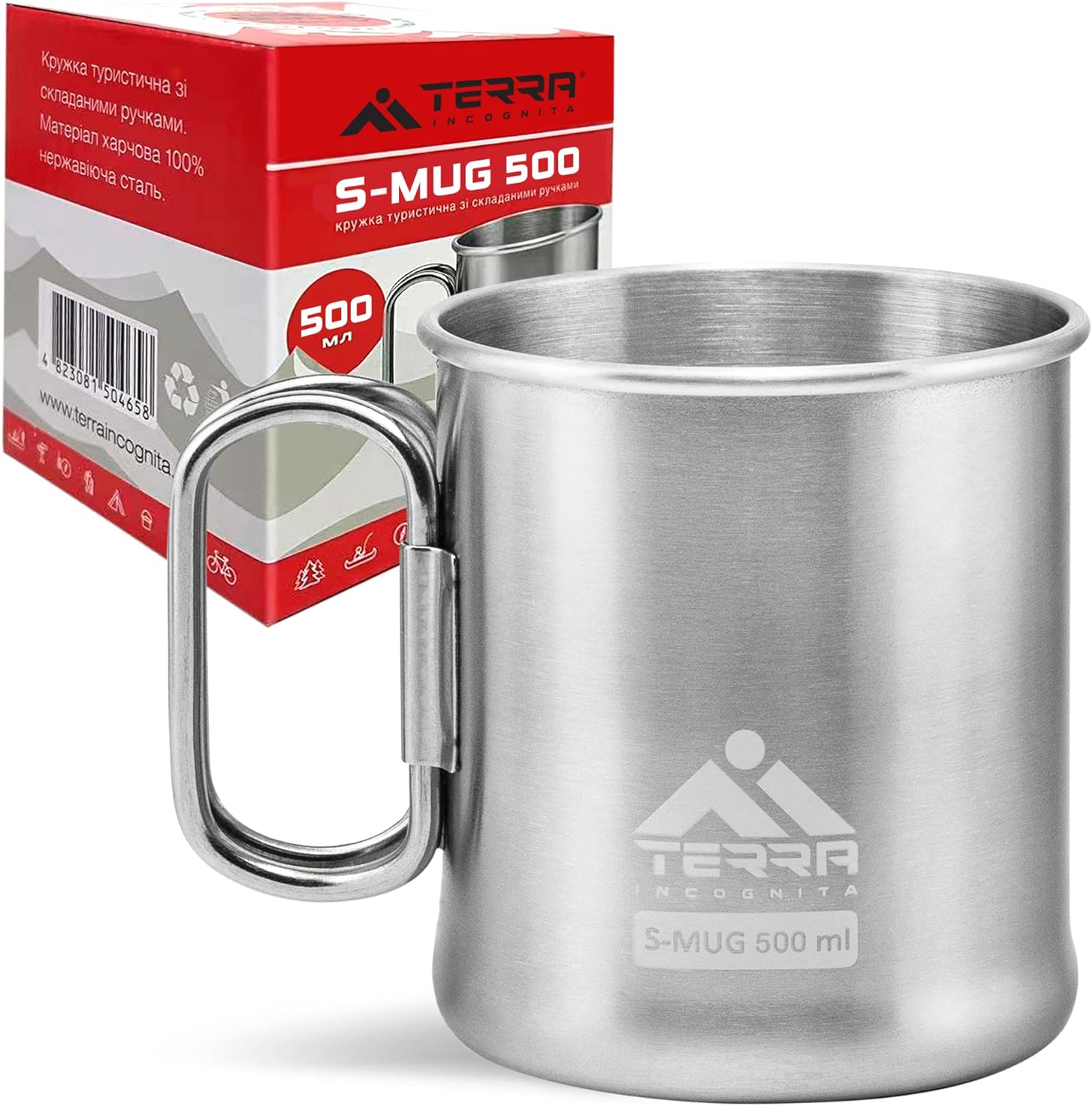 Taza de camping de acero inoxidable, ligera y duradera, sin BPA, tazas de metal para aventuras al aire libre (17 onzas)