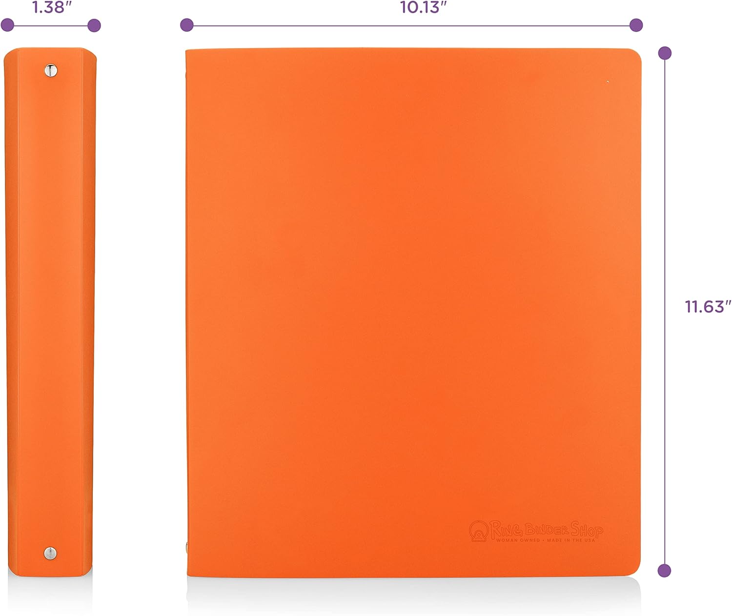 Carpeta económica de 3 anillos redondos de 1 pulgada, con capacidad para 175 hojas, flexible, ligera, paquete de 4, apertura lateral, color naranja