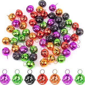 Framendino, Paquete de 60 campanas de calabaza, campanas de Halloween, cascabeles coloridos para Halloween, cuentas de calabaza Framendino, Paquete de 60 campanas de calabaza, campanas de Halloween, cascabeles coloridos para Halloween, cuentas de calabaza