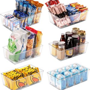 Paquete de 6 cubos organizadores de almacenamiento de alimentos, contenedores de almacenamiento de plástico transparente y almacenamiento para Paquete de 6 cubos organizadores de almacenamiento de alimentos, contenedores de almacenamiento de plástico transparente y almacenamiento para