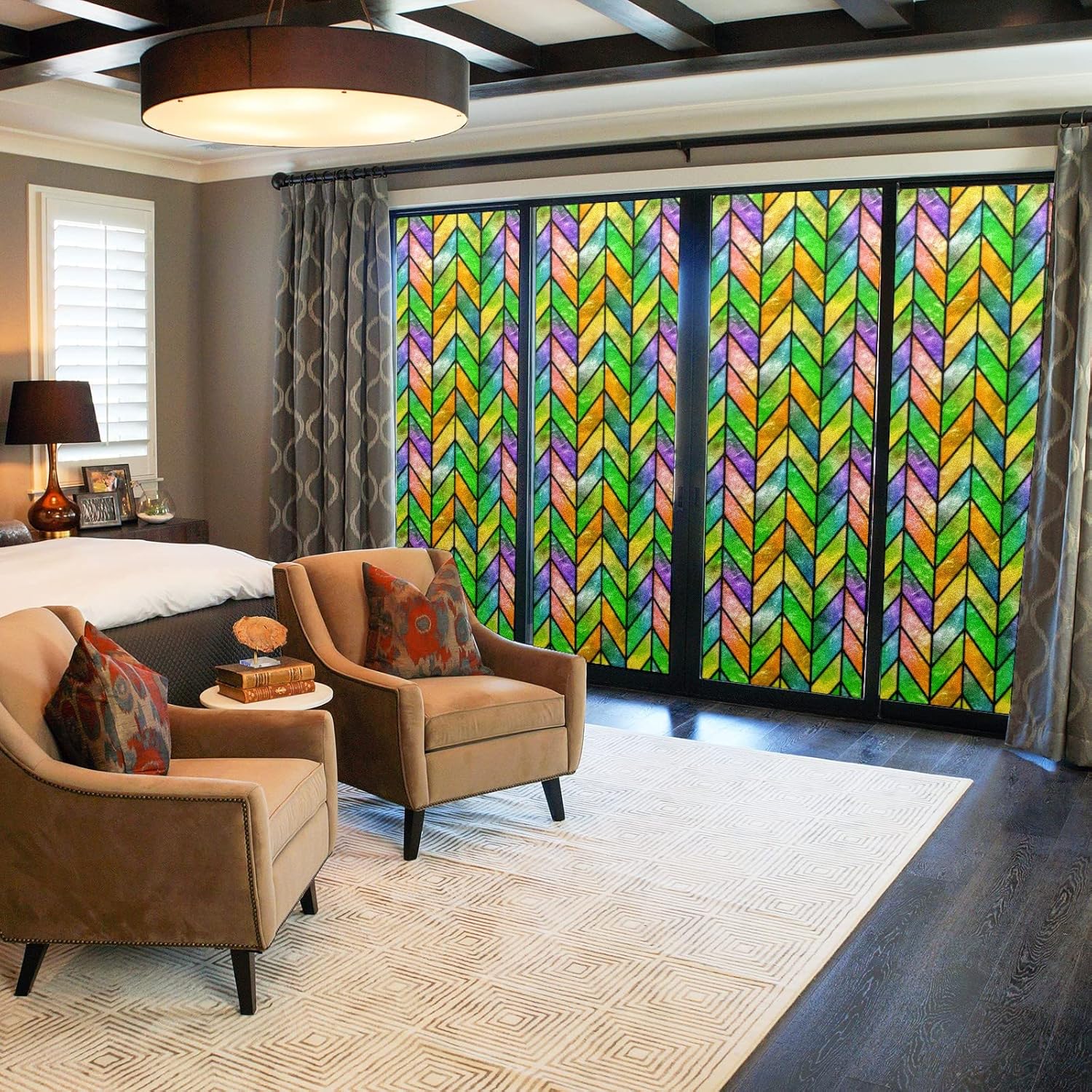 Película de privacidad para ventana de vidrio arcoíris, película de ventana de vidrio manchado, película de privacidad para ventana, película de