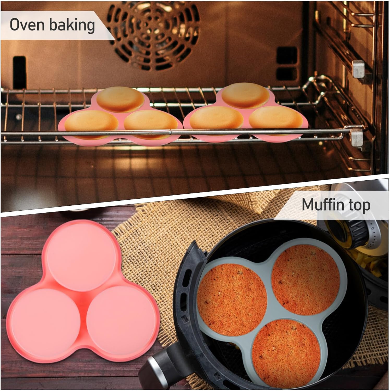 Mobestech 2 moldes de silicona para huevos, freidora de aire para bocados de huevo, moldes de silicona para muffins, moldes de chocolate, sándwiches