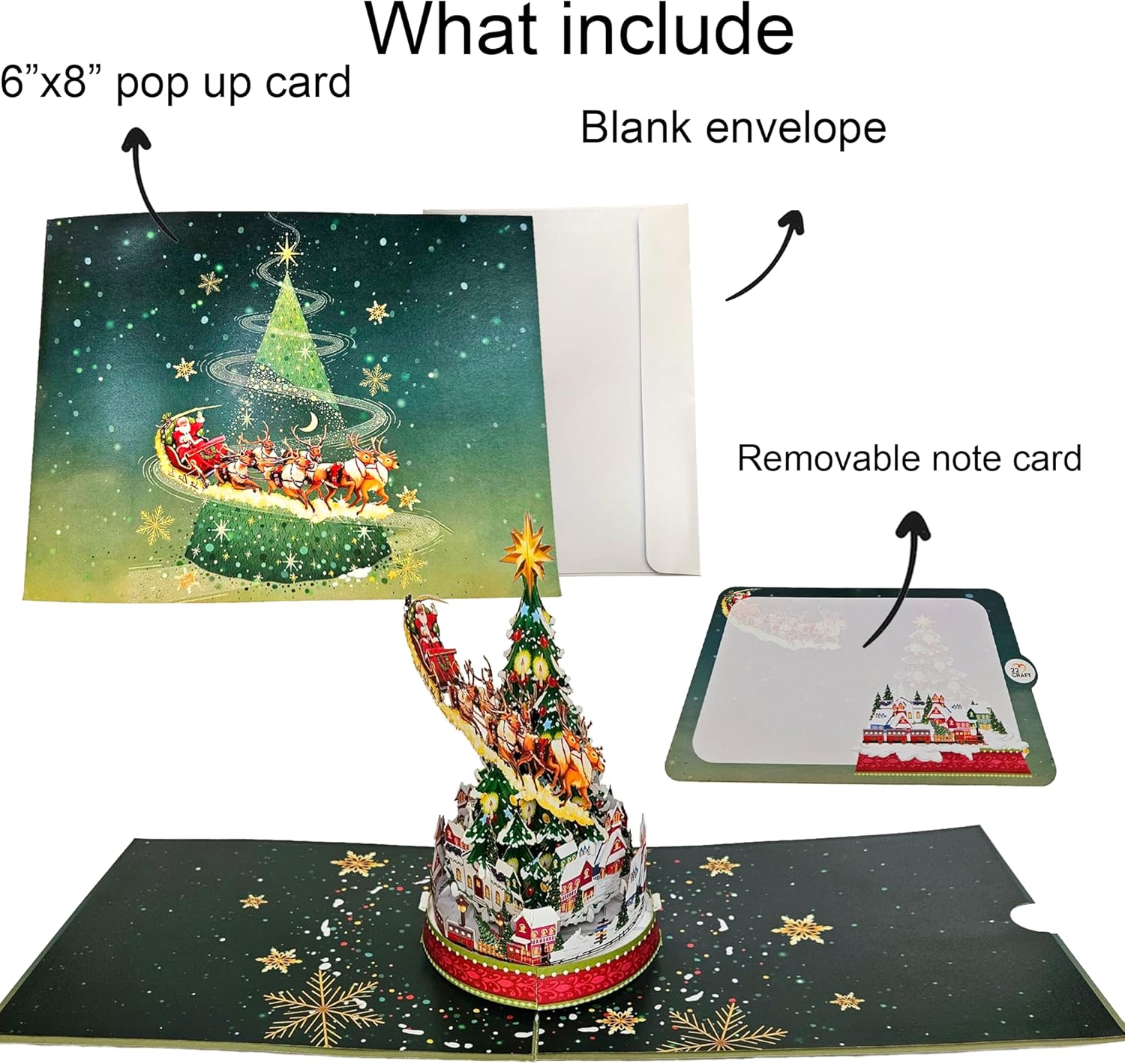 22 CRAFT By 22CRAFT Tarjetas de Navidad desplegables, tarjetas de Navidad 3D emergentes de árbol de Navidad, tarjeta de felicitación de Navidad de 6