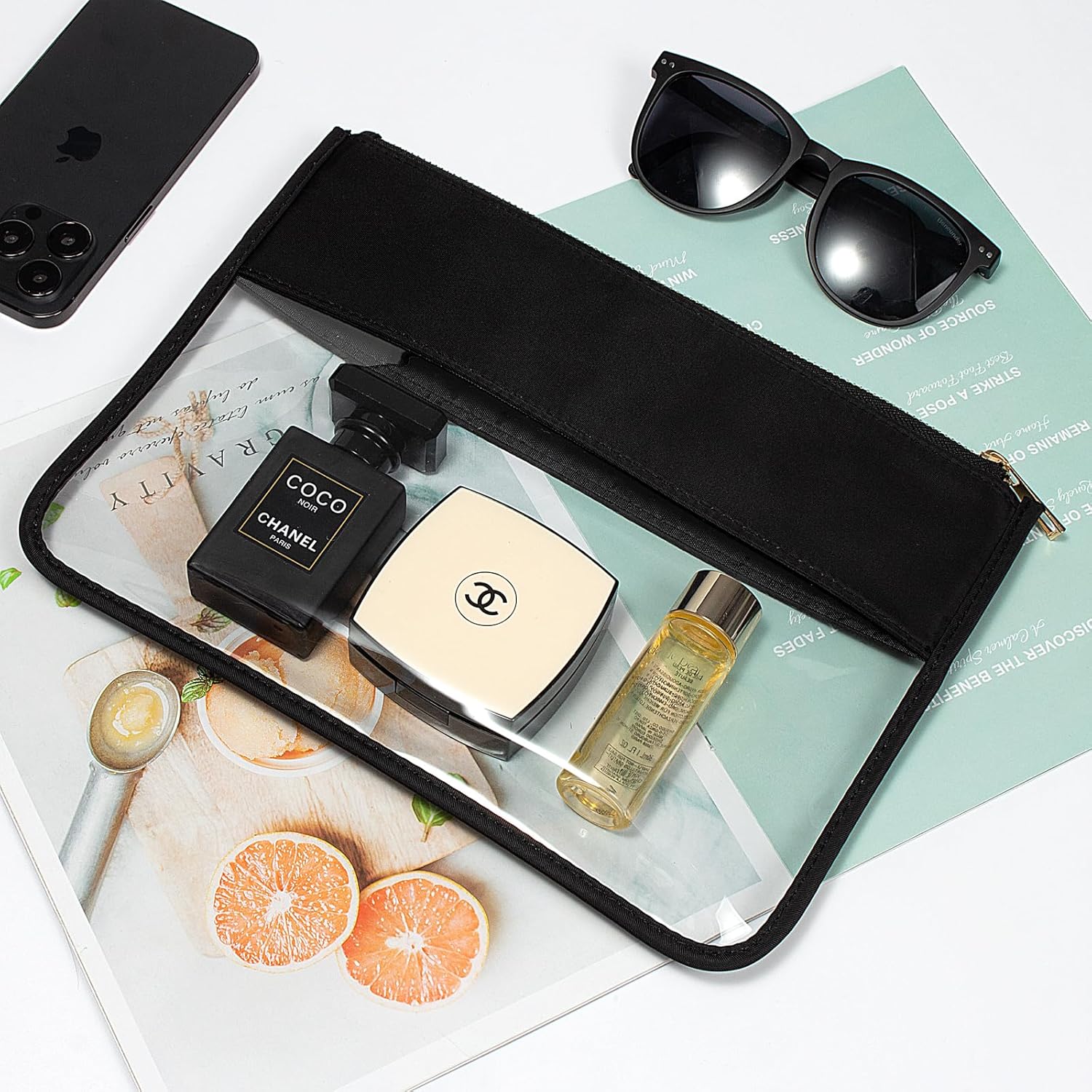 Bolsa de maquillaje transparente para viajes, con cremallera, bolsa de cosméticos transparente para mujeres, bolsa impermeable para aperitivos,