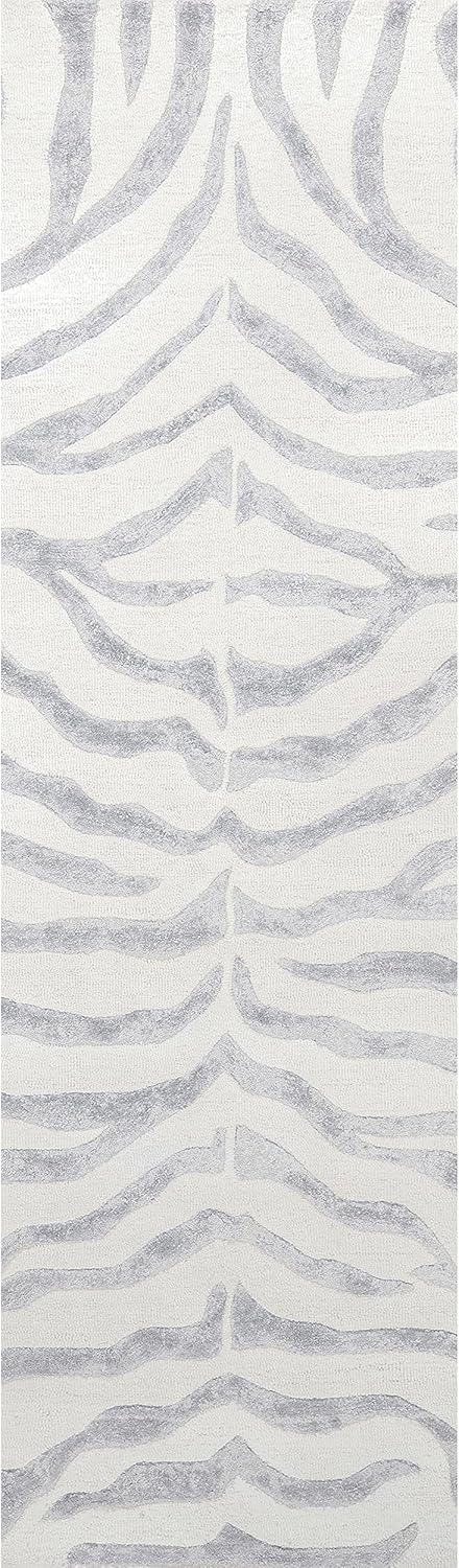nuLOOM Alfombra de felpa con diseño de cebra, 2 pies 6 pulgadas x 6 pies, color gris