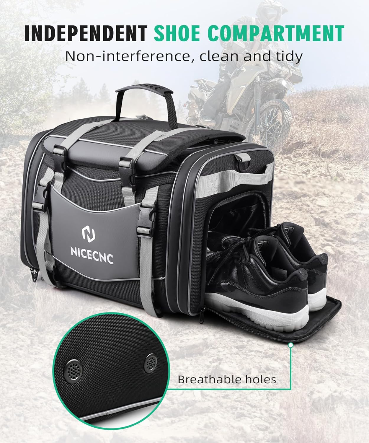 NICECNC Bolsa de equipaje para motocicleta, bolsa expandible para asiento trasero de motocicleta, bolsa universal de almacenamiento para casco de