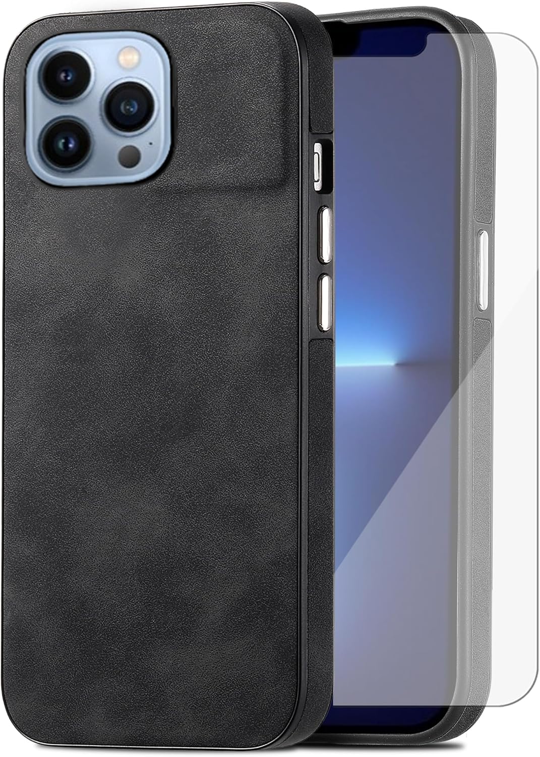 Asuwish Funda de teléfono para iPhone 13 Pro de 6.1 pulgadas con protector de pantalla de vidrio templado y funda de cuero delgada y suave,