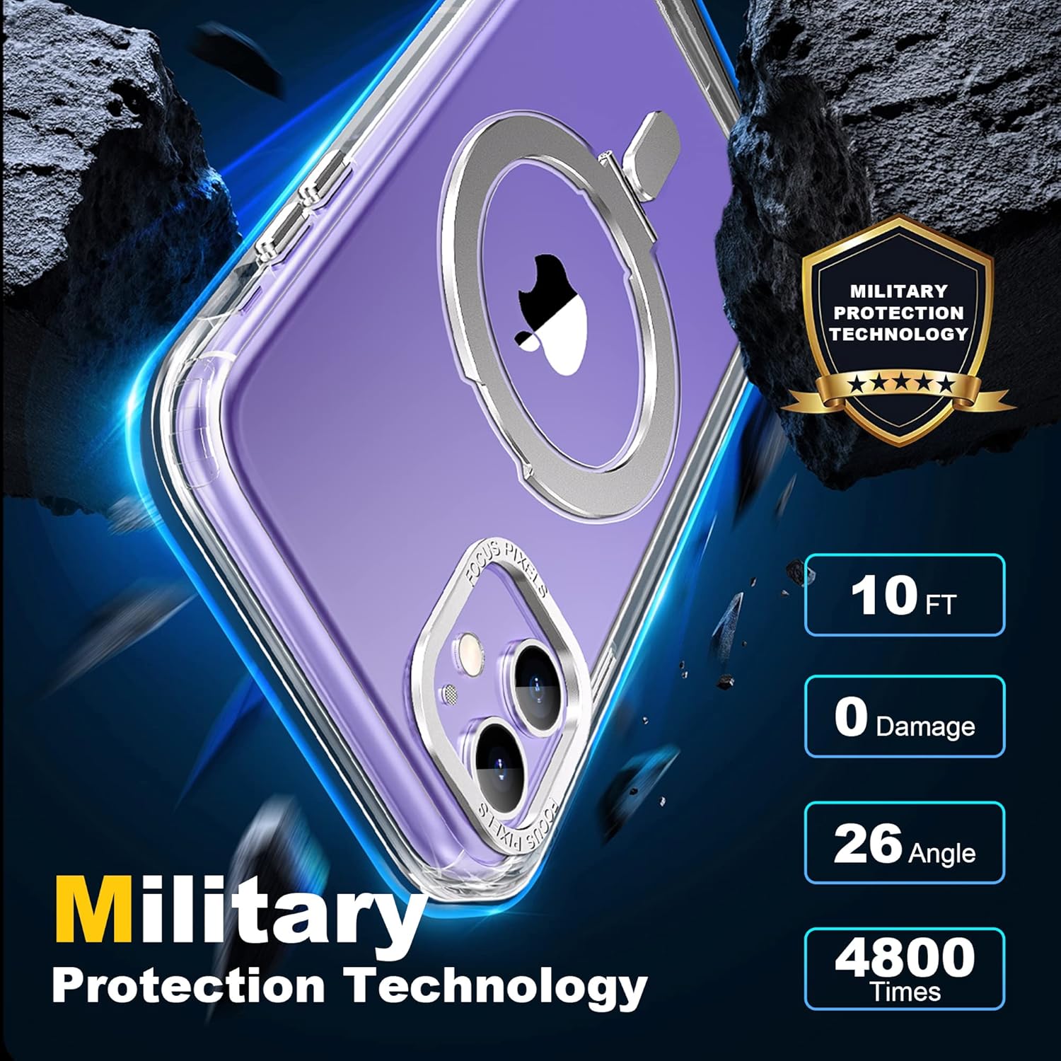 Funda para iPhone 12 y iPhone 12 Pro con soporte magnético invisible compatible con MagSafe protector transparente iPhone 12 y 12 Pro funda de