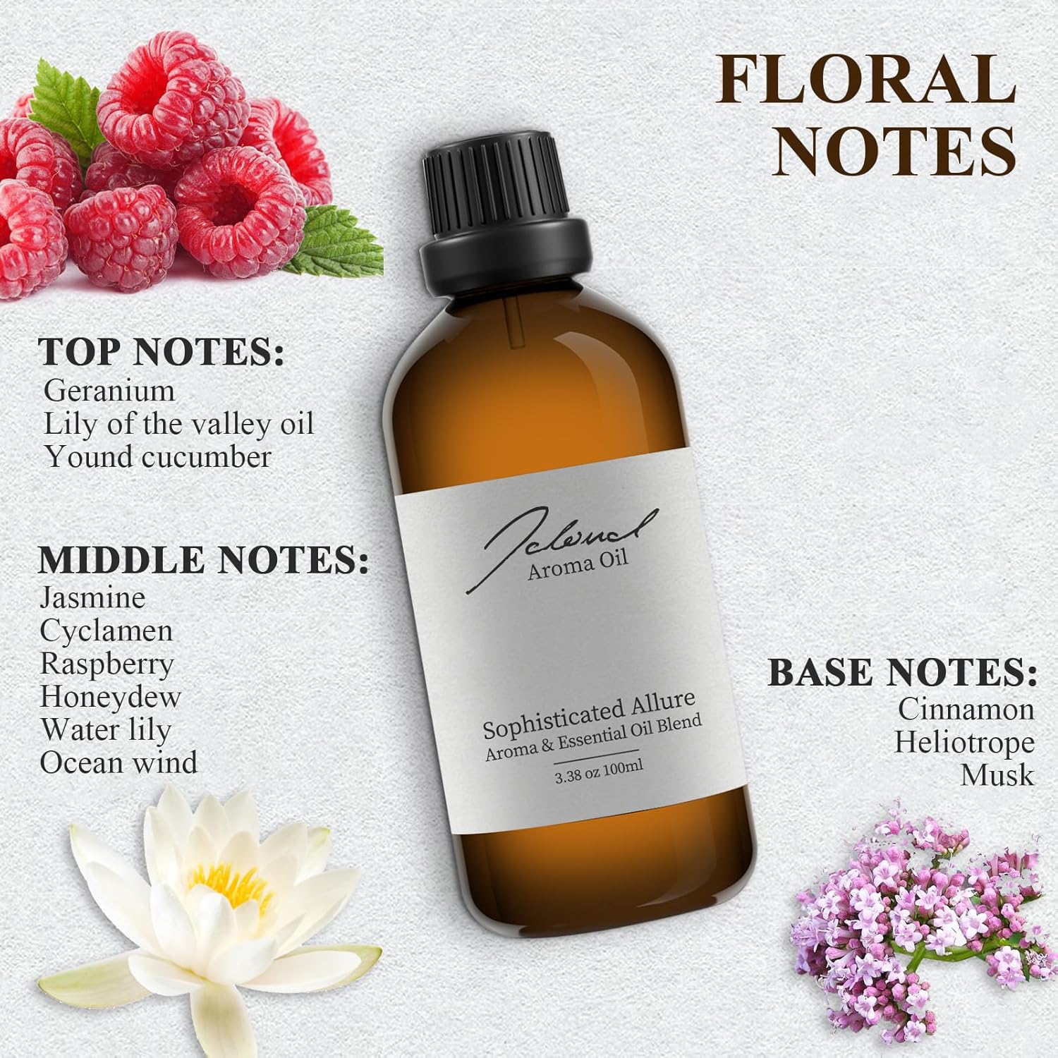 JCLOUD Aceite esencial sofisticado Allure inspirado en Hilton Hotel  Colección de hotel – Aceite difusor de aromaterapia puro con jazmín y canela,