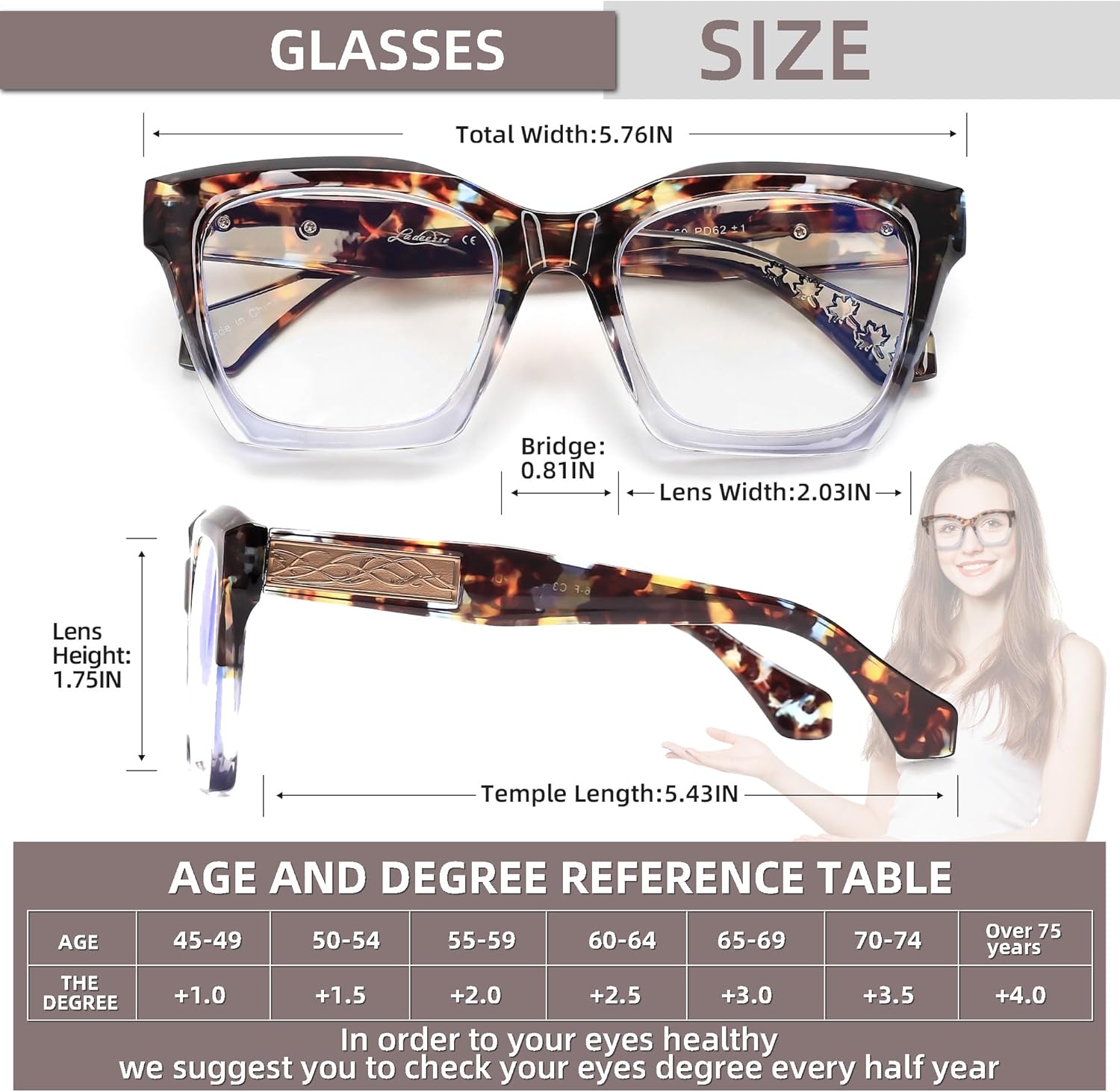 LADEESSE Gafas de lectura para mujereshombres, paquete de 3 unidades, con bloqueo de luz azul, marco cuadrado para lector de gran tamaño
