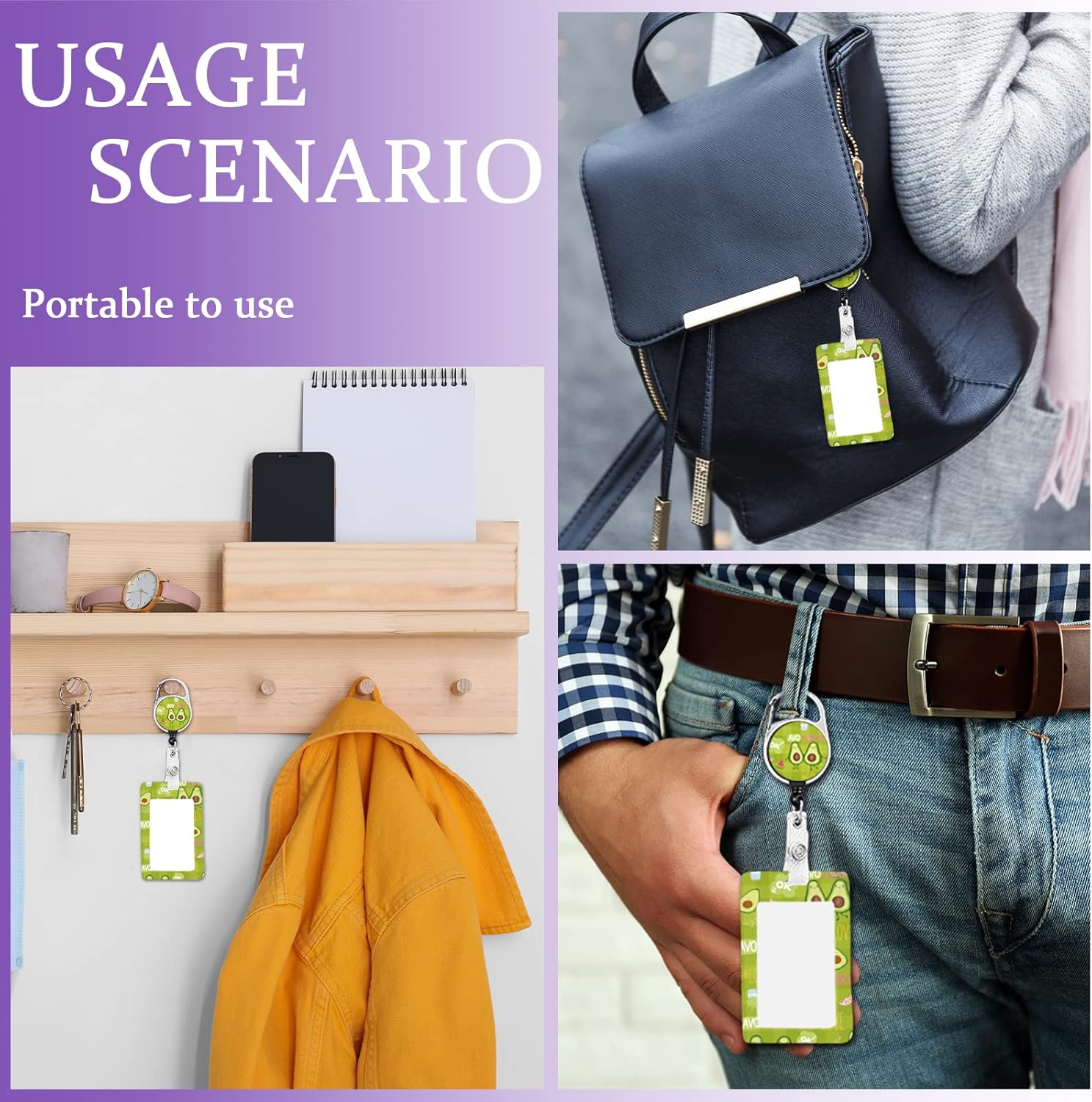 Soporte para tarjetas de identificación con cordón, bonitos cordones de aguacate para insignias de identificación, soporte retráctil para tarjetas