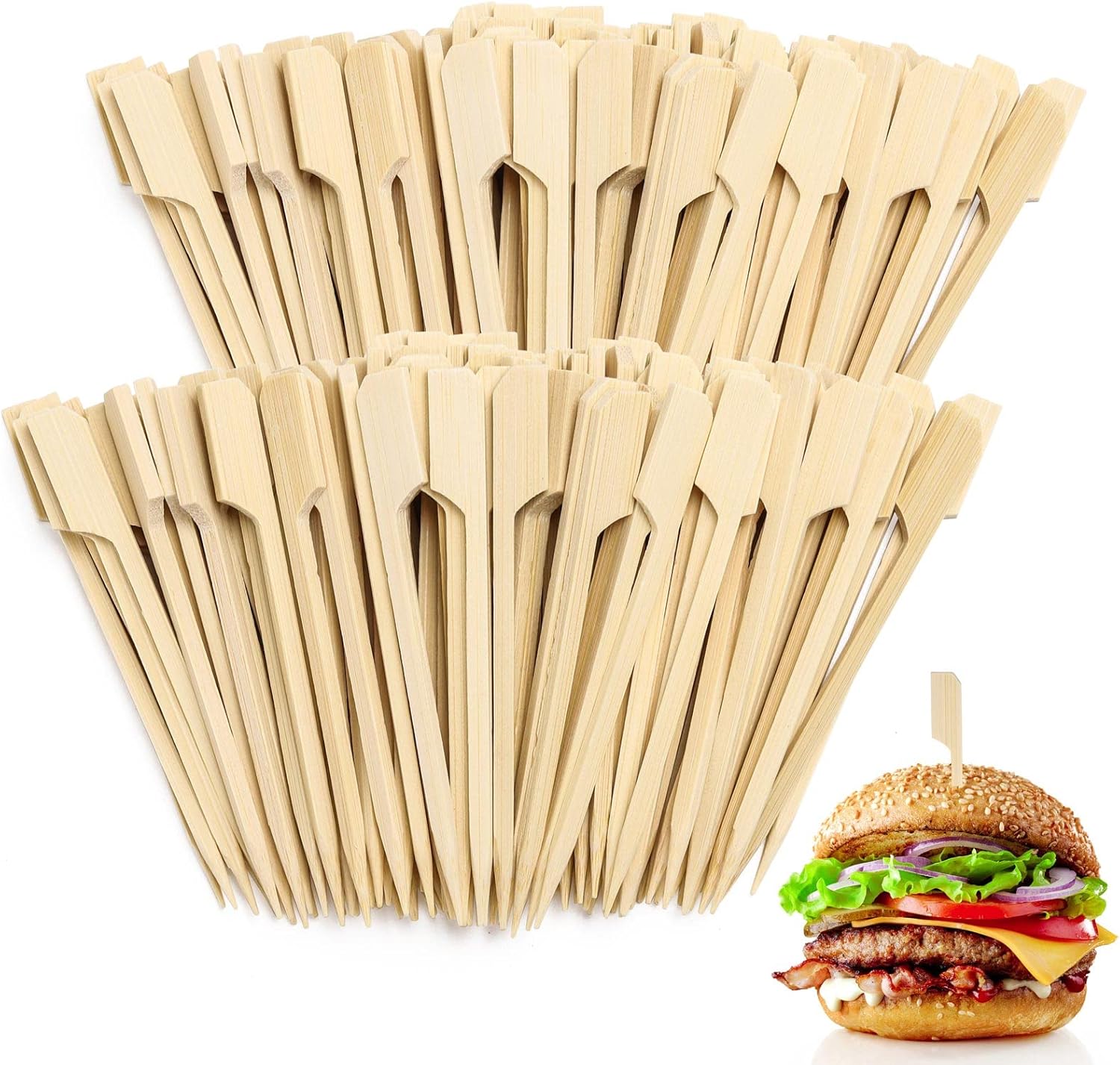 200 palillos de dientes de madera de bambú de 3.5 pulgadas para cócteles, aperitivos, frutas, sándwich, aperitivos de barbacoa (3.5 pulgadas)