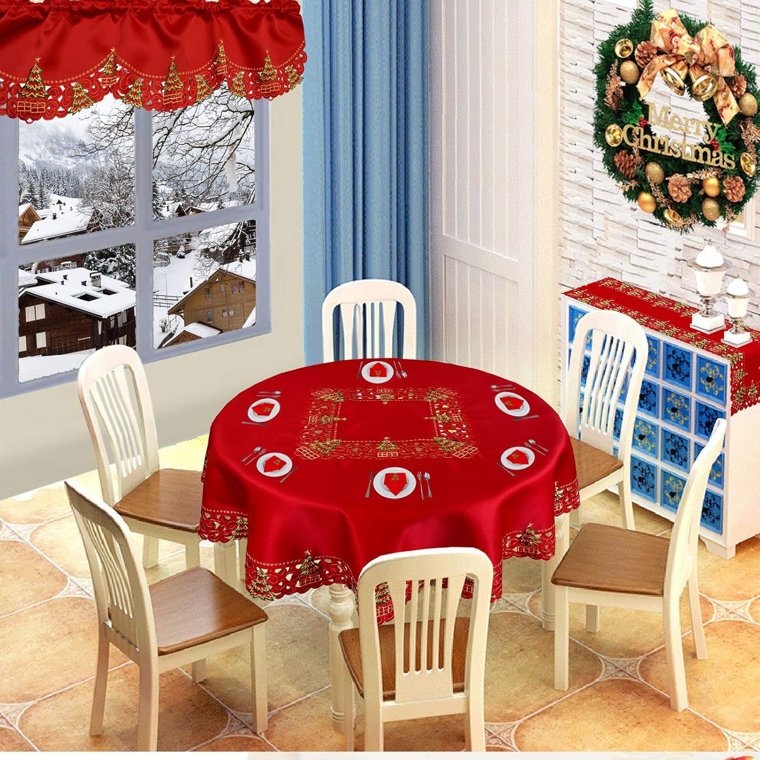 Mantel para árbol de Navidad bordado