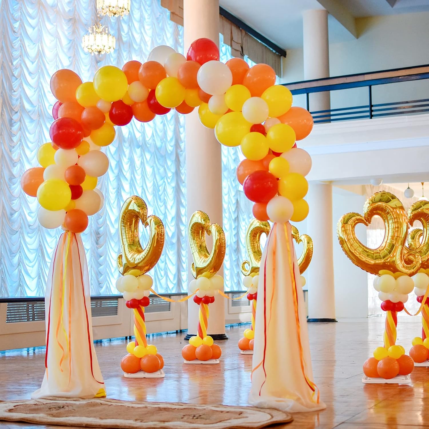 Sratte Juego de soporte para globos de 6.5 pies, kit de columna de globos para suelo con postes ajustables de metal, kit de torre de globos con base