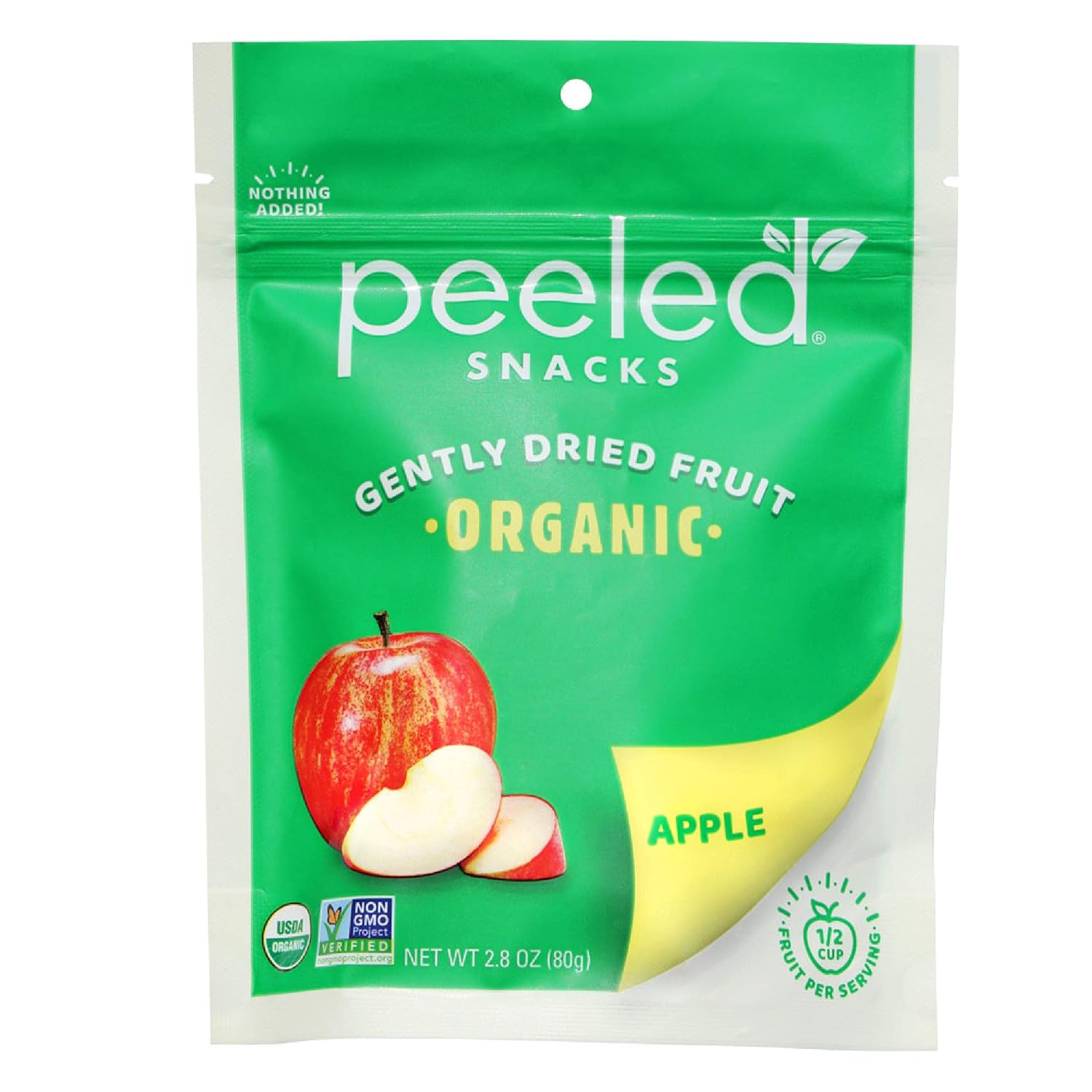 Peeled Snacks Fruta seca orgánica, manzana, 2.8 onzas, paquete de 12  Snacks saludables y veganos para llevar, almuerzo y más