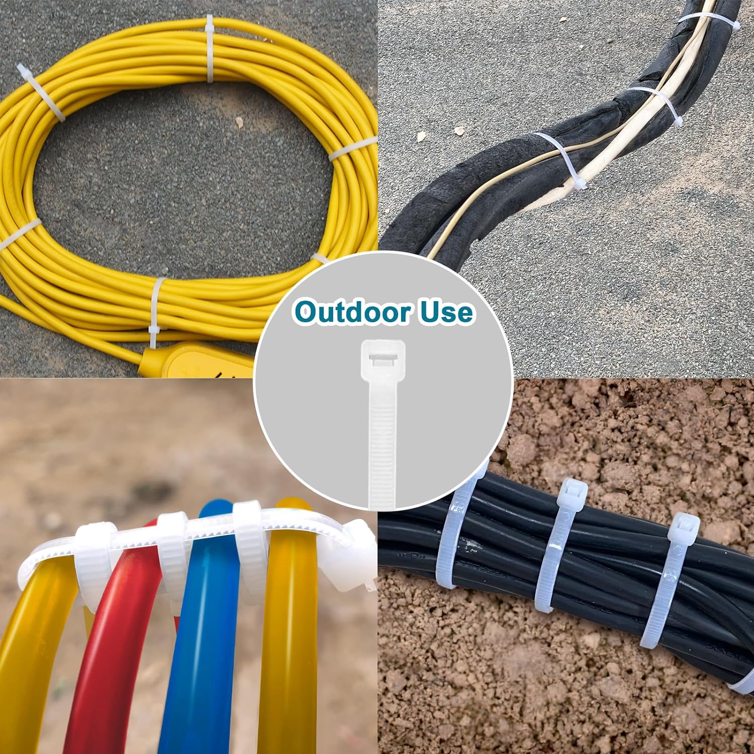Bridas blancas de 14 pulgadas (paquete de 1000), transparentes, 50 libras, resistentes a los rayos UV para uso en exteriores LOCKLOCK
