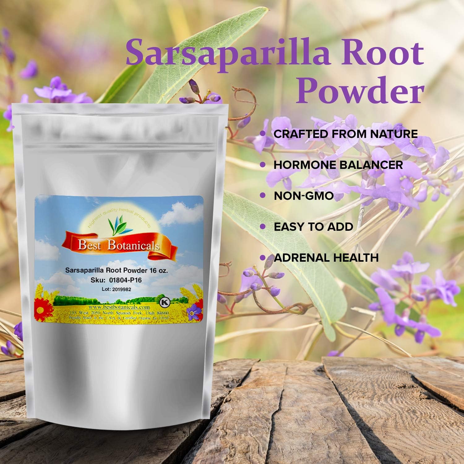 Best Botanicals Polvo de raíz de zarzaparrilla, 16 oz.
