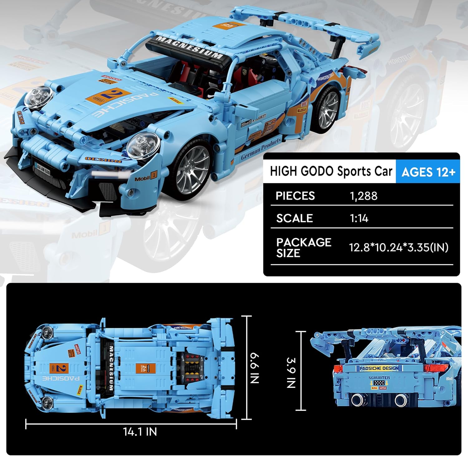Kit de construcción de autos deportivos para adultos, juego de bloques de construcción desafiantes MOC 114, auto de carreras, regalos de súper autos