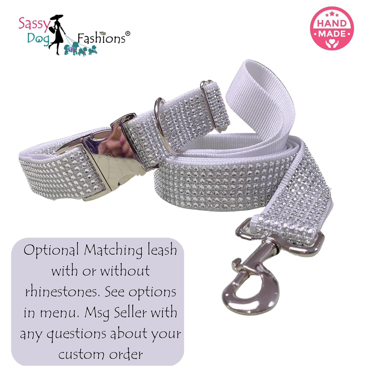 Fancy Rhinestone Dog Collar, Bling Girl Dog Collar Gift, Jeweled Dog Collar for Small Medium Large Girls and Giant Breed Dogs (Large 1 x 15-24″,