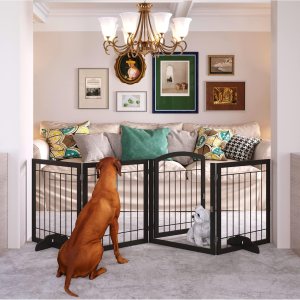 JSB Puerta para perros extra ancha de 30 pulgadas de alto con paseo, puerta independiente para mascotas, para pasillos, escaleras y hogar, cerca de JSB Puerta para perros extra ancha de 30 pulgadas de alto con paseo, puerta independiente para mascotas, para pasillos, escaleras y hogar, cerca de