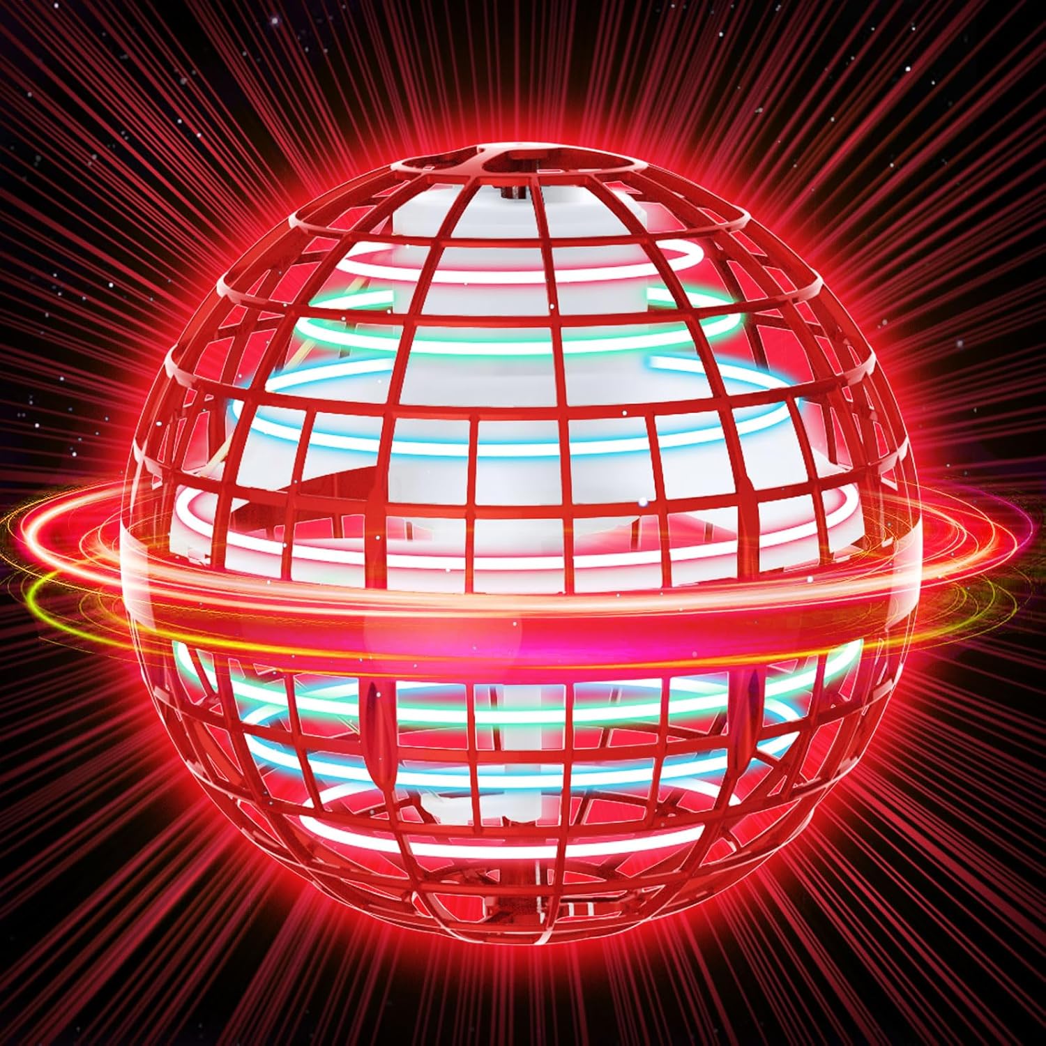 CASEIER Juguete flotante de bola de orbe volador, bola flotante controlada a mano con luz RGB, bolas de mosca boomerang de 360 para juguetes