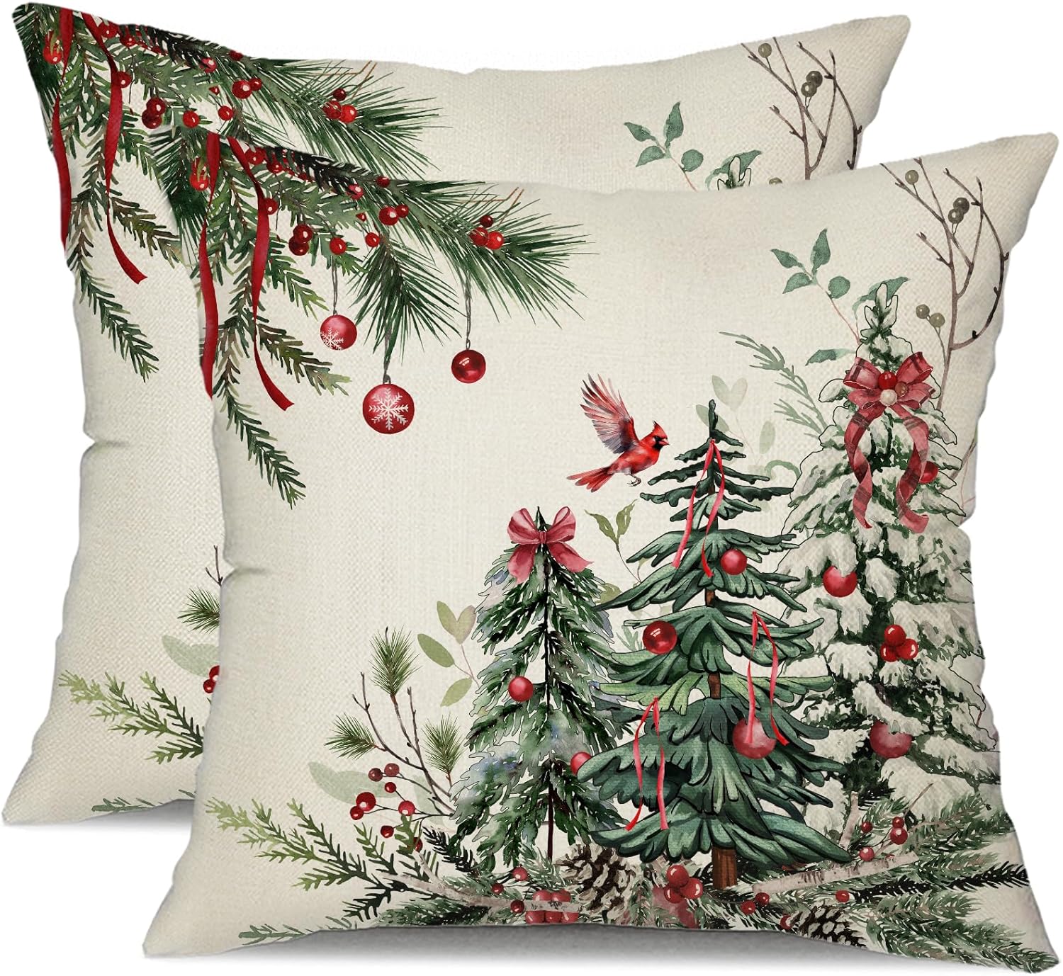 DFXSZ Juego de 2 fundas de almohada de Navidad de 20 x 20 pulgadas, almohadas decorativas para árbol de Navidad, decoración de invierno y Navidad