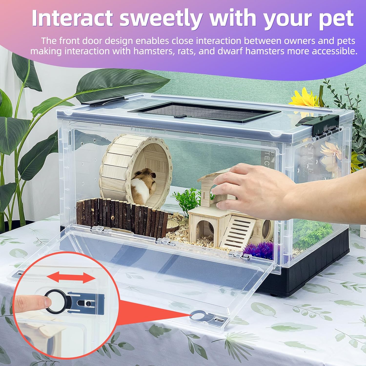 RunDuck Jaulas grandes para animales pequeños, jaula grande, plegable, portátil, con visión de 360, ventiladas con villas, ruedas de ejercicio, para