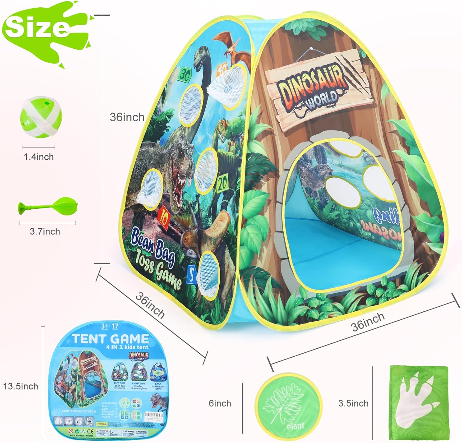 Tienda de campaña de dinosaurio para niños en interior Tienda de campaña desplegable para niños y niñas, para interiores y exteriores, tienda de