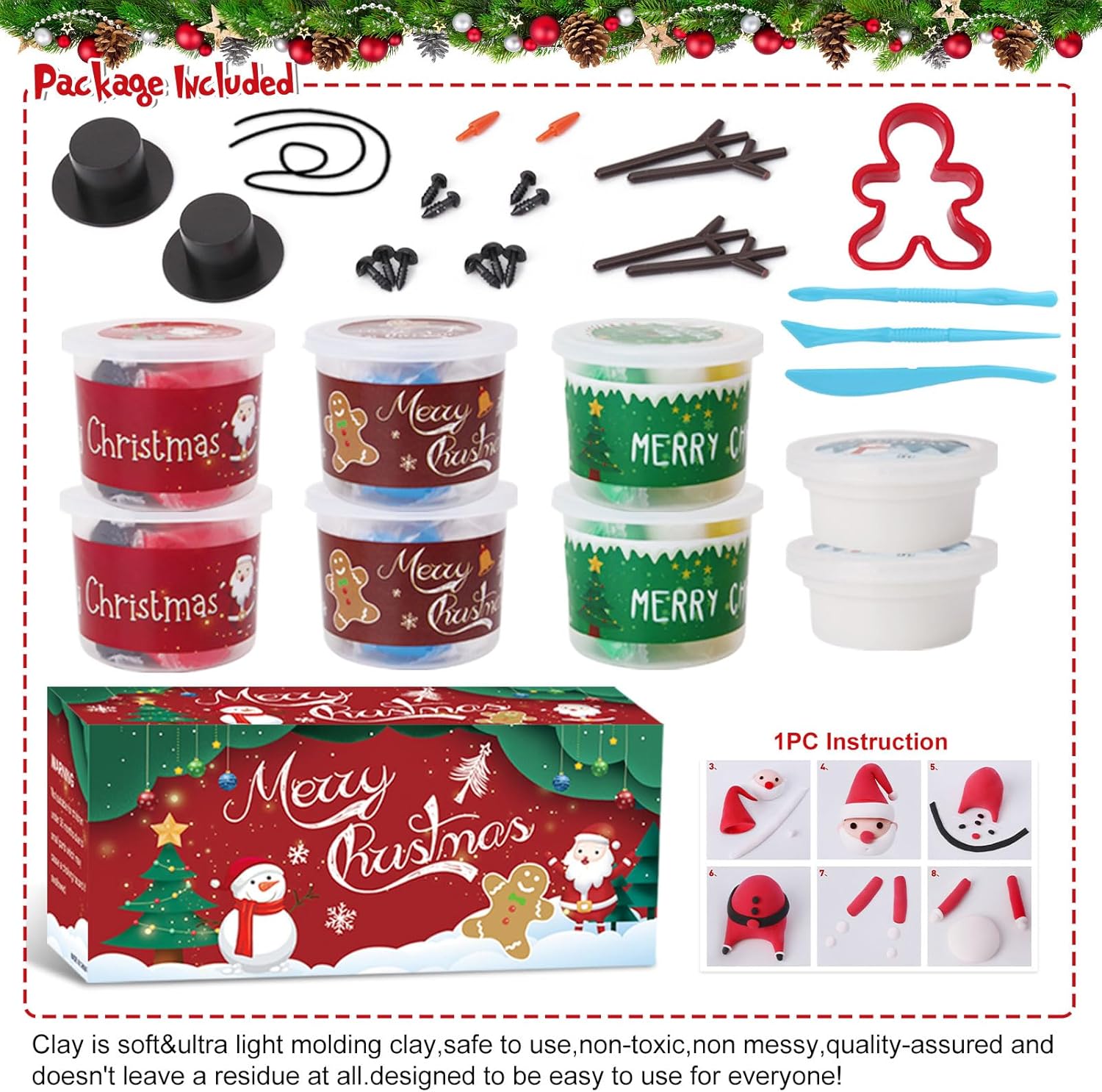 GYGOT Kit de 8 unidades para construir un muñeco de nieve, relleno de calcetín de Navidad para niños, manualidades de Navidad para niños, incluye