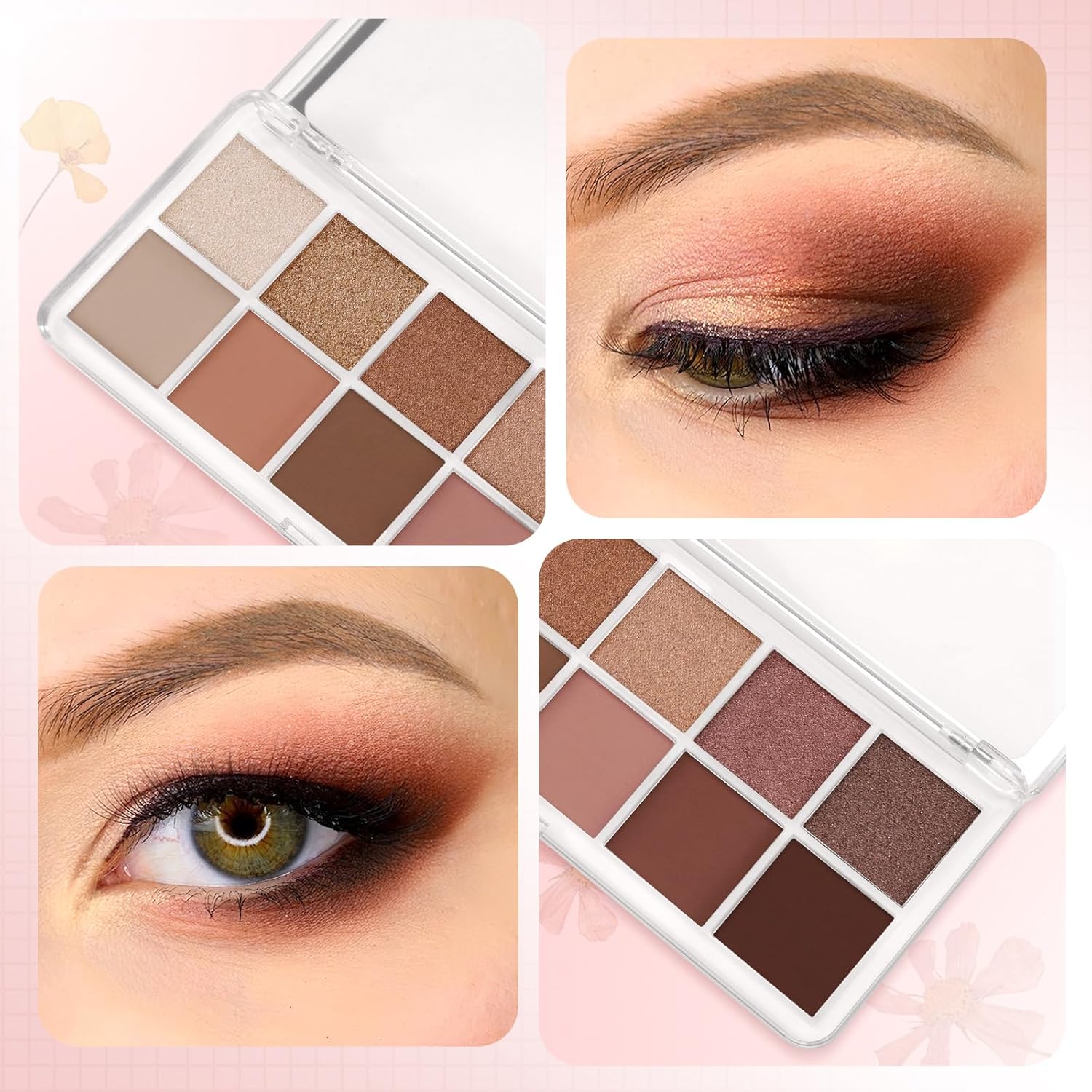 Boobeen Paleta de sombras de ojos de 12 colores, maquillaje suave mate y brillante, tonos de alta pigmentación, sombra de ojos neutros ultra